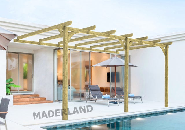 Pérgola madera adosada OVIEDO • 420x420 cm • tratada • resistente
