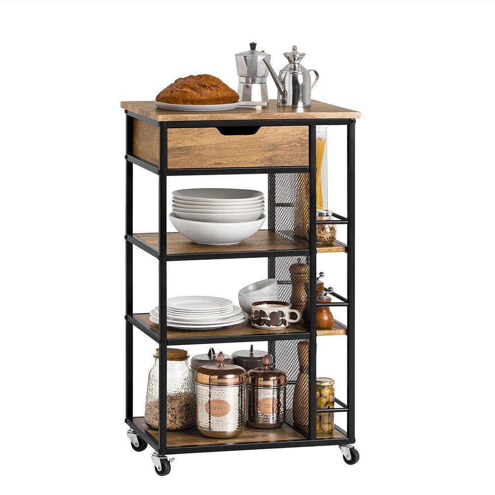 Carrello Da Portata SoBuy Con 6 Ripiani E Cassetto - Carrellino Laterale Per Cucina, Mobile Con Ruote FKW99-N