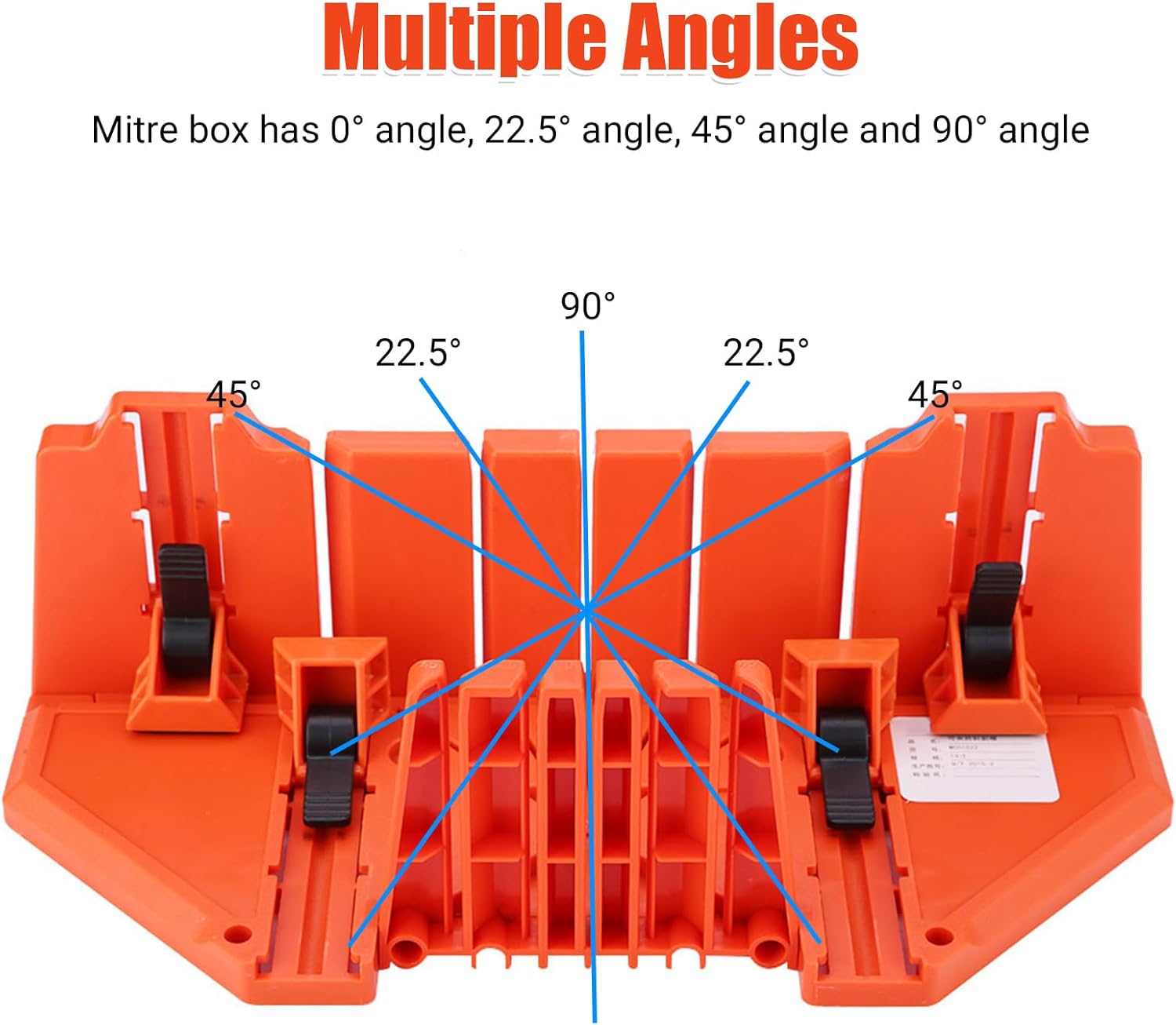 Boîte à onglets 14 pouces / 35 cm, plastique, coupe angles 0° 22,5° 45° 90° pour plinthes, outil multi-angle avec pince - 4