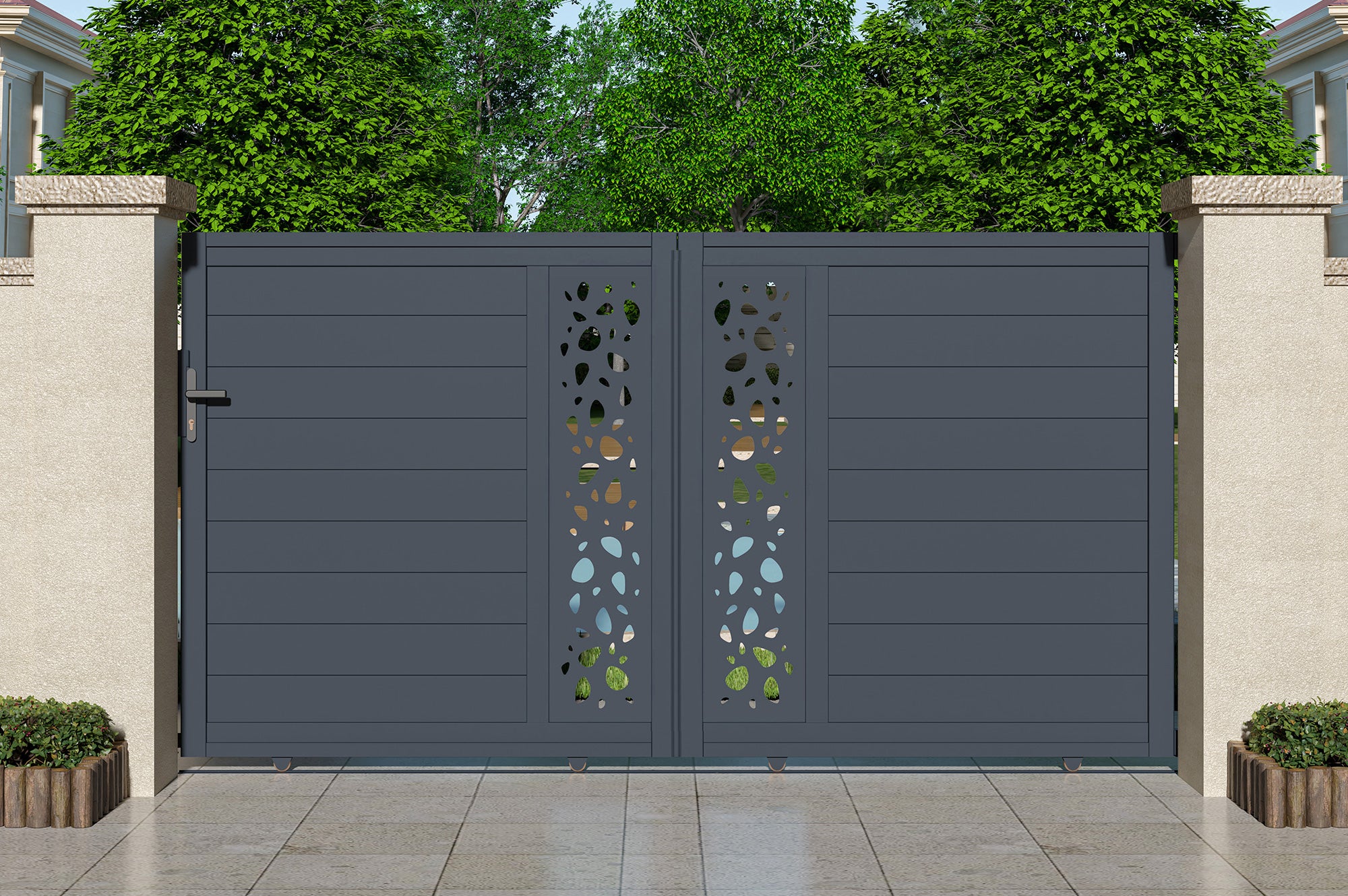 Brama przesuwna 3,5m SUNNY wys. 160cm szare aluminium