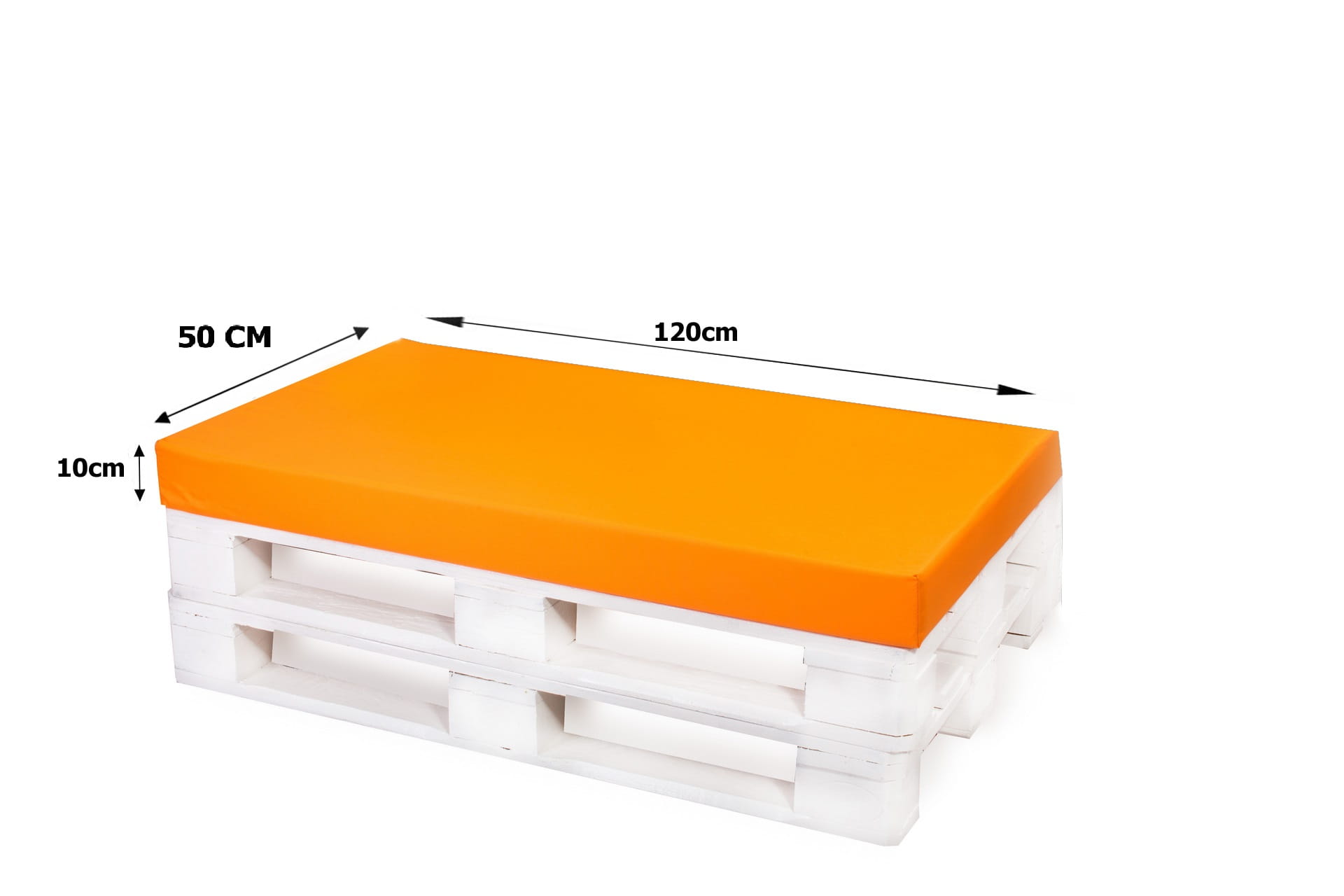 Set de coussins pour palettes 120x50 cm, housse d'assise amovible, coussins de dossier matelassés 120x50 cm Orange coussins confortables pour palettes - 2