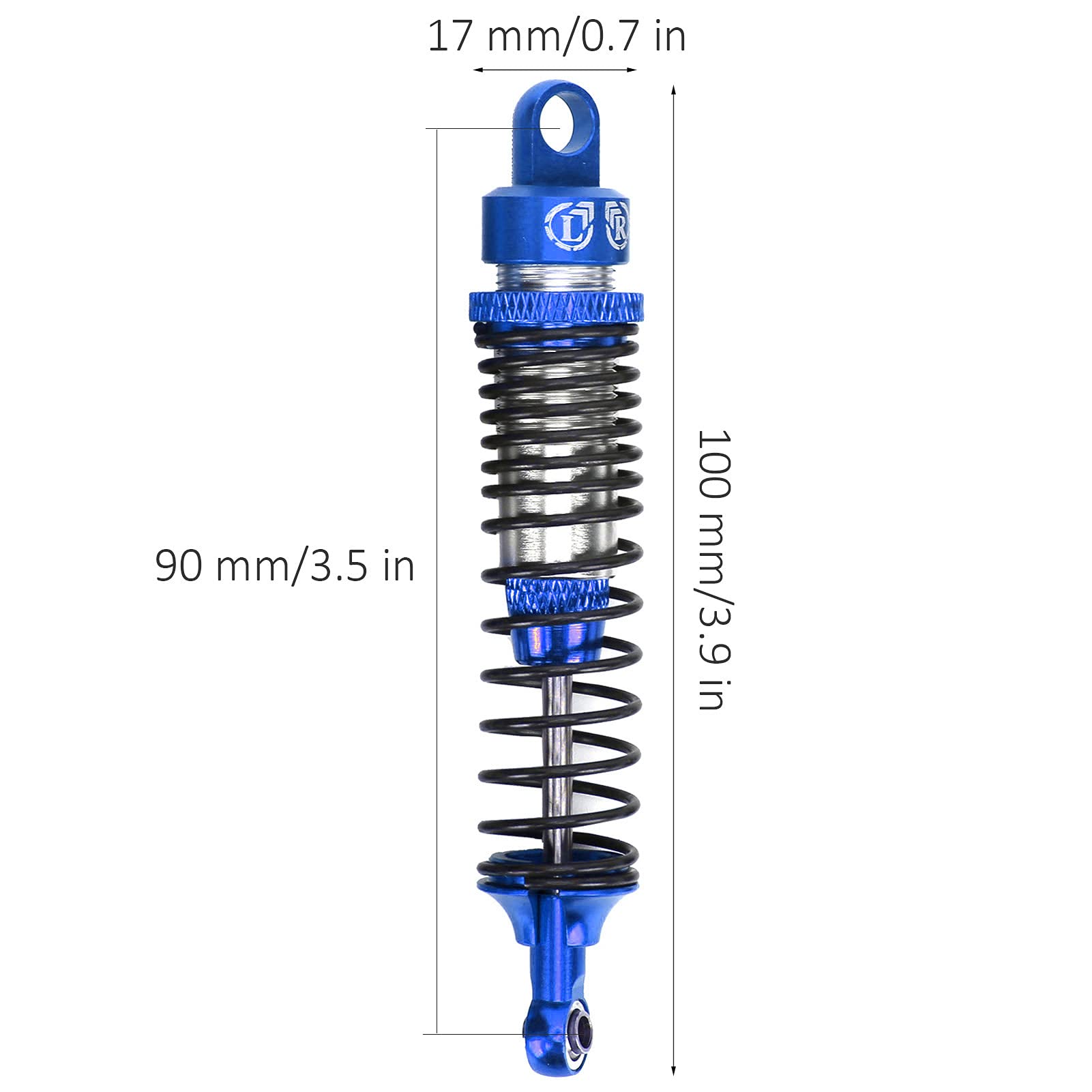 Lot de 2 amortisseurs en métal RC 100 mm pour voiture RC HSP / RGT / Himoto / Redcat 1/10 (bleu foncé) - COMFORTXL - 6
