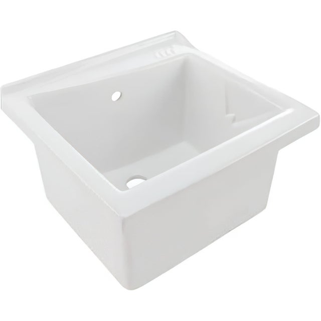 Évier buanderie vidoir bac à laver céramique traditionnelle SANINDUSA 64x53 H35 BLINK blanc compatible avec meuble BLINK