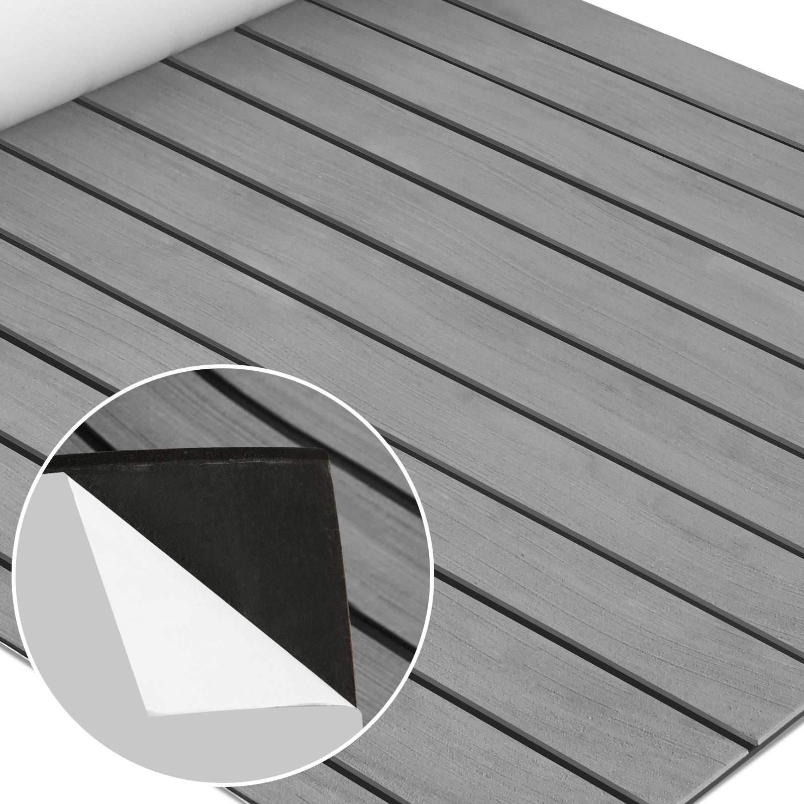 Tapis de Sol Tapis de Pont en Mousse EVA Teck Yacht Tapis de Sol Auto-Adhésif 240x90cm Gris - 9