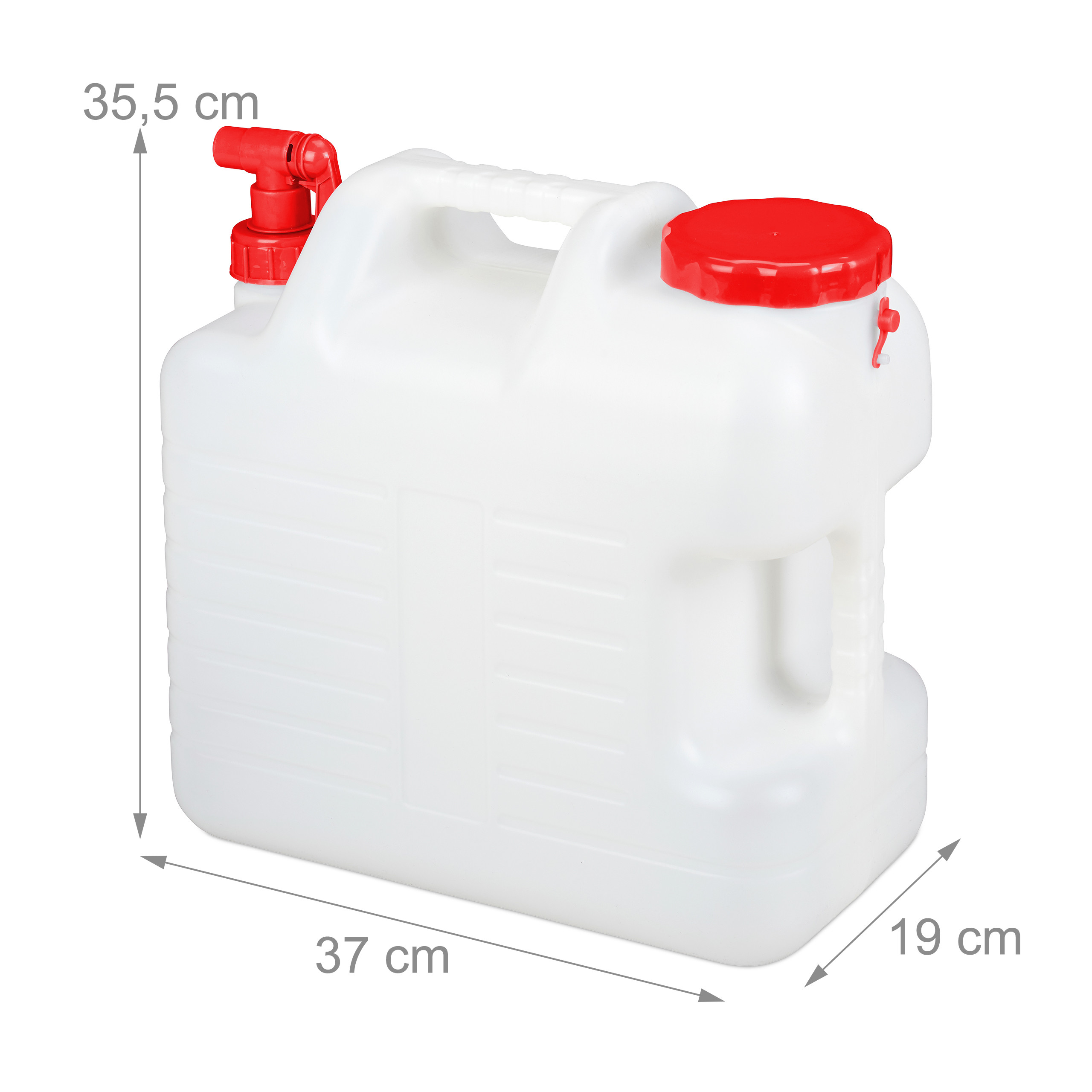 Jerricane d’eau avec robinet, couvercle à visser, bidon à eau de camping, 20 L, Sans BPA, blanc-rouge, Relaxdays - 4