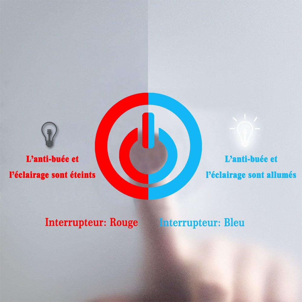 Ocean Miroir lumineux rond, l.60 x H.60 cm, Miroir LED avec antibuée - 5