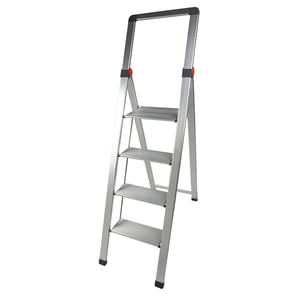 Scala Mista Acciaio/alluminio 4 Gradini - Portata 150 Kg, Antiscivolo, Certificata EN131, Made In Italy