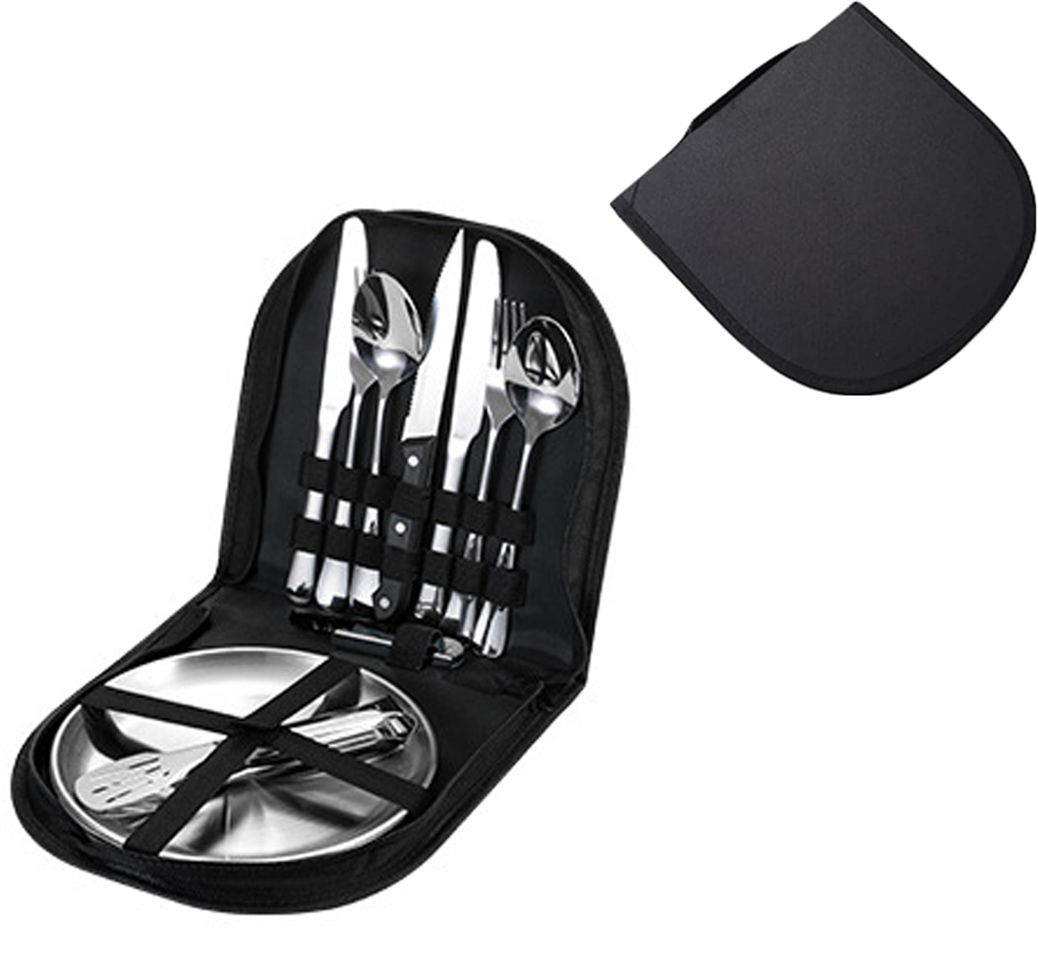 Zestaw sztućców kempingowych dla 2 osób, 12 elementów, sztućce podróżne na kemping i piknik.