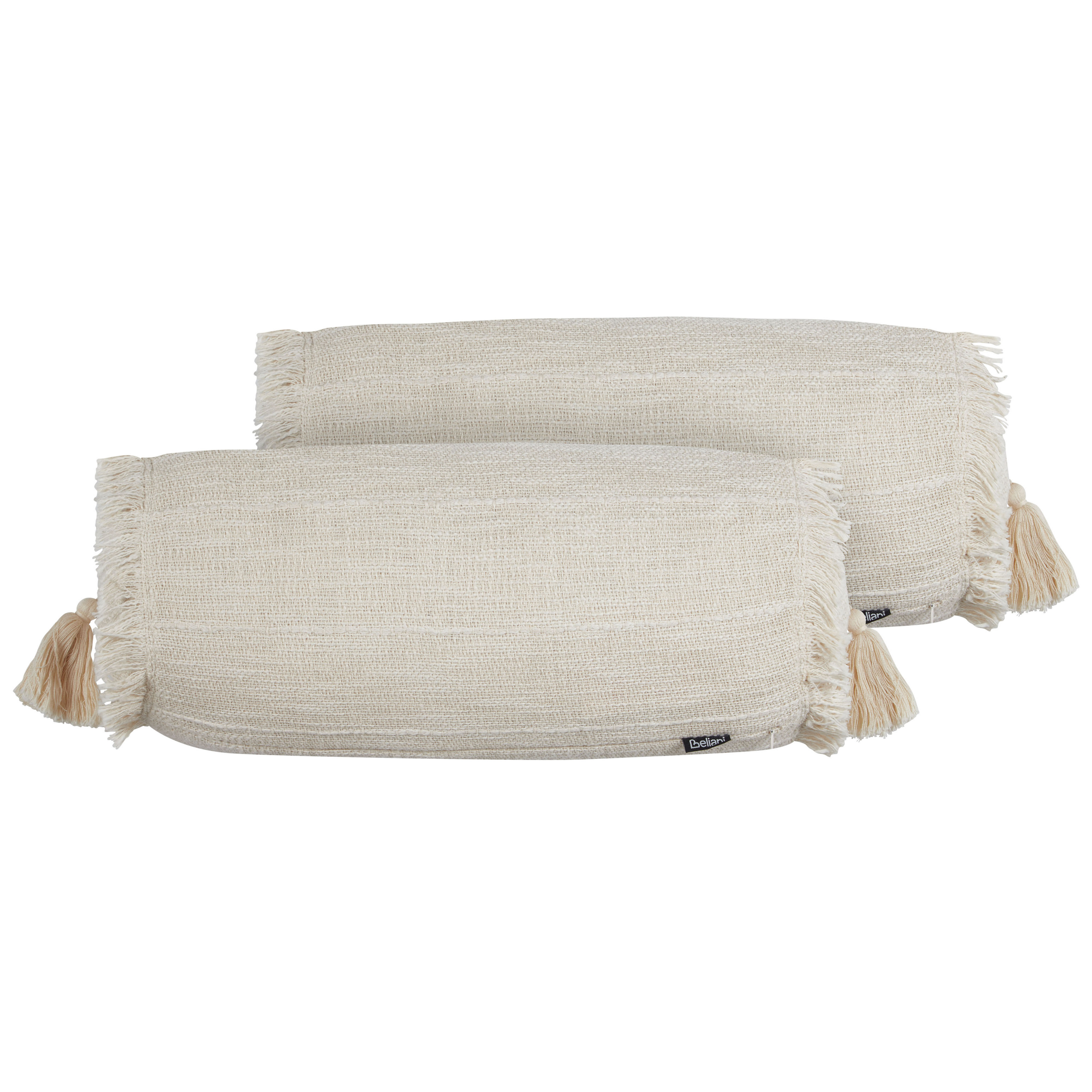 Beliani conjunto de 2 cojines nahleh algodón 20 x 50 cm liso beige