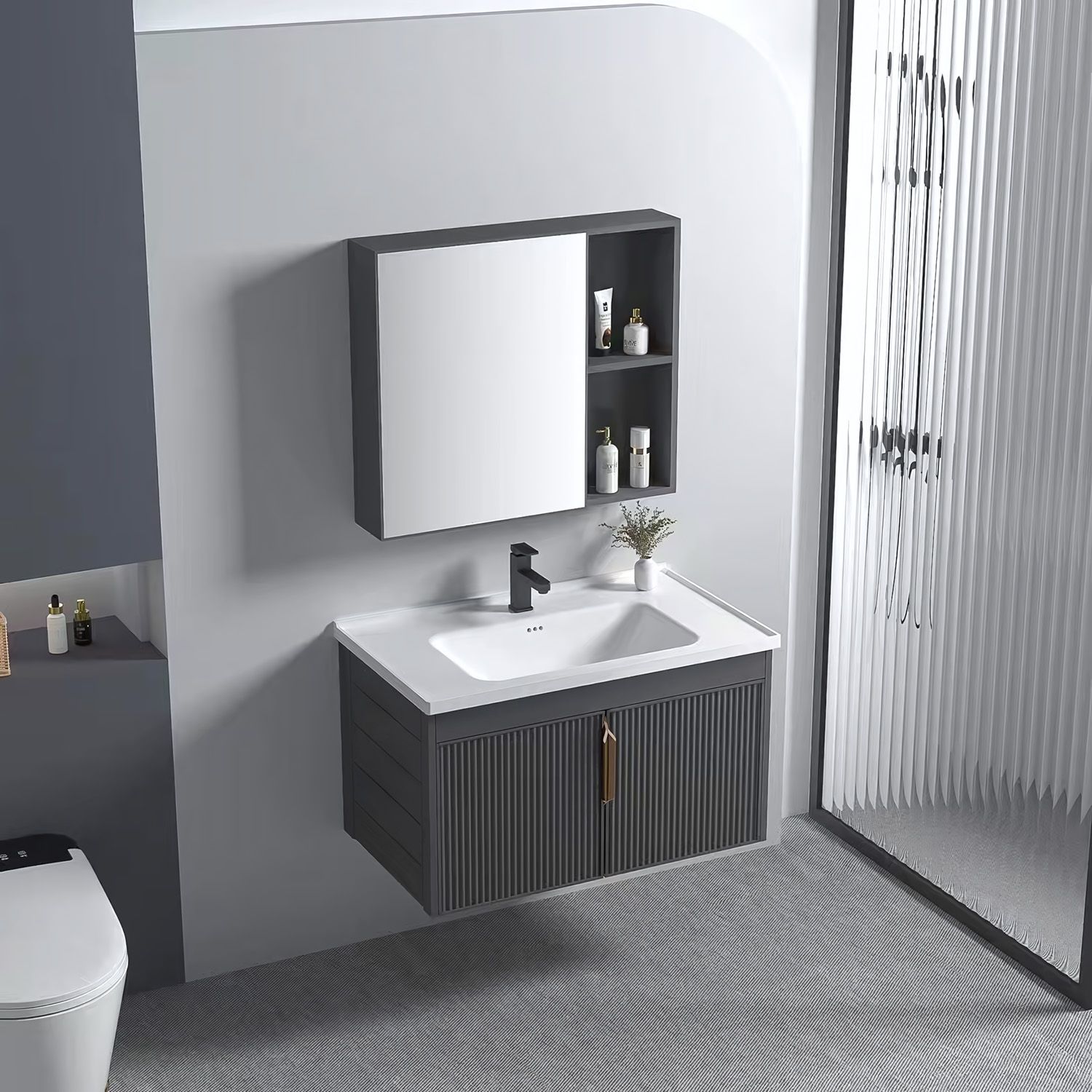 Rea Set Mobilier De Baie Cu Lavoar Astor 60cm Grey | Leroy Merlin