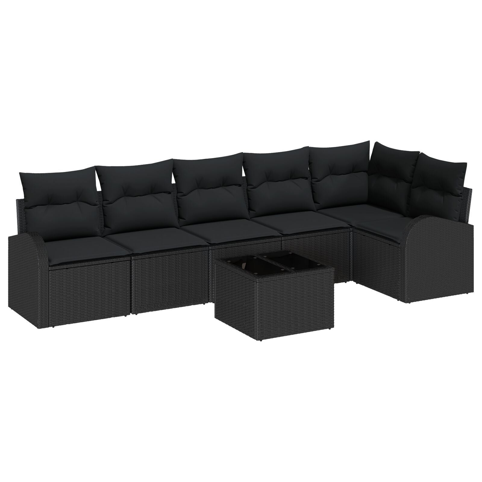 Zestaw Sof na Ogród z poduszką 7 pcs Czarny polirattan vidaXL
