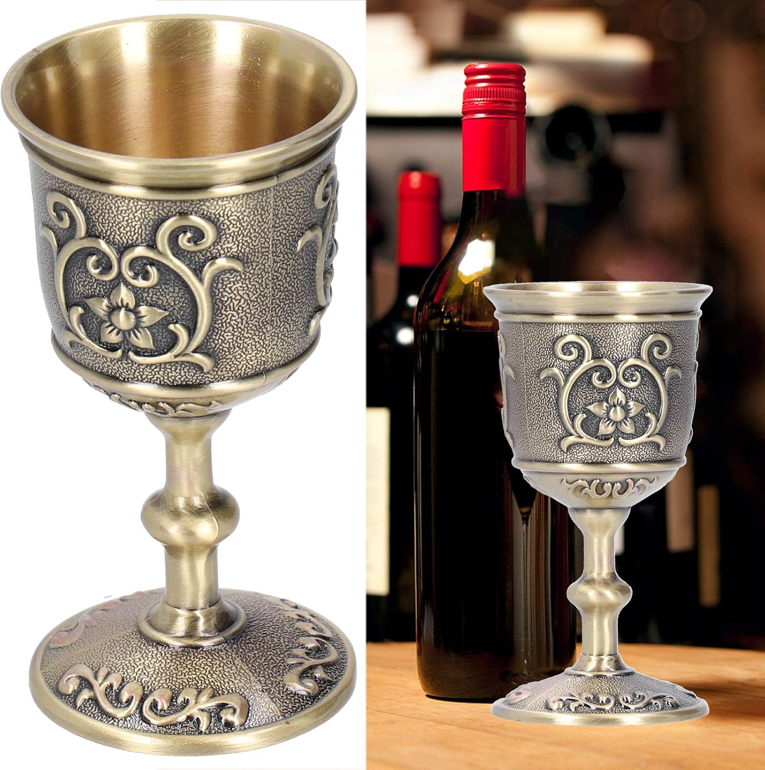 Coupe à Vin Vintage en Bronze Gaufré, Calice Royal Européen pour les ...