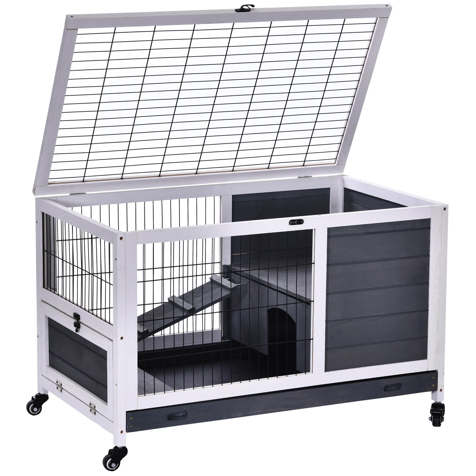 Clapier à lapins, petit clapier pour animaux 90 x 53 x 59 cm avec toit ...