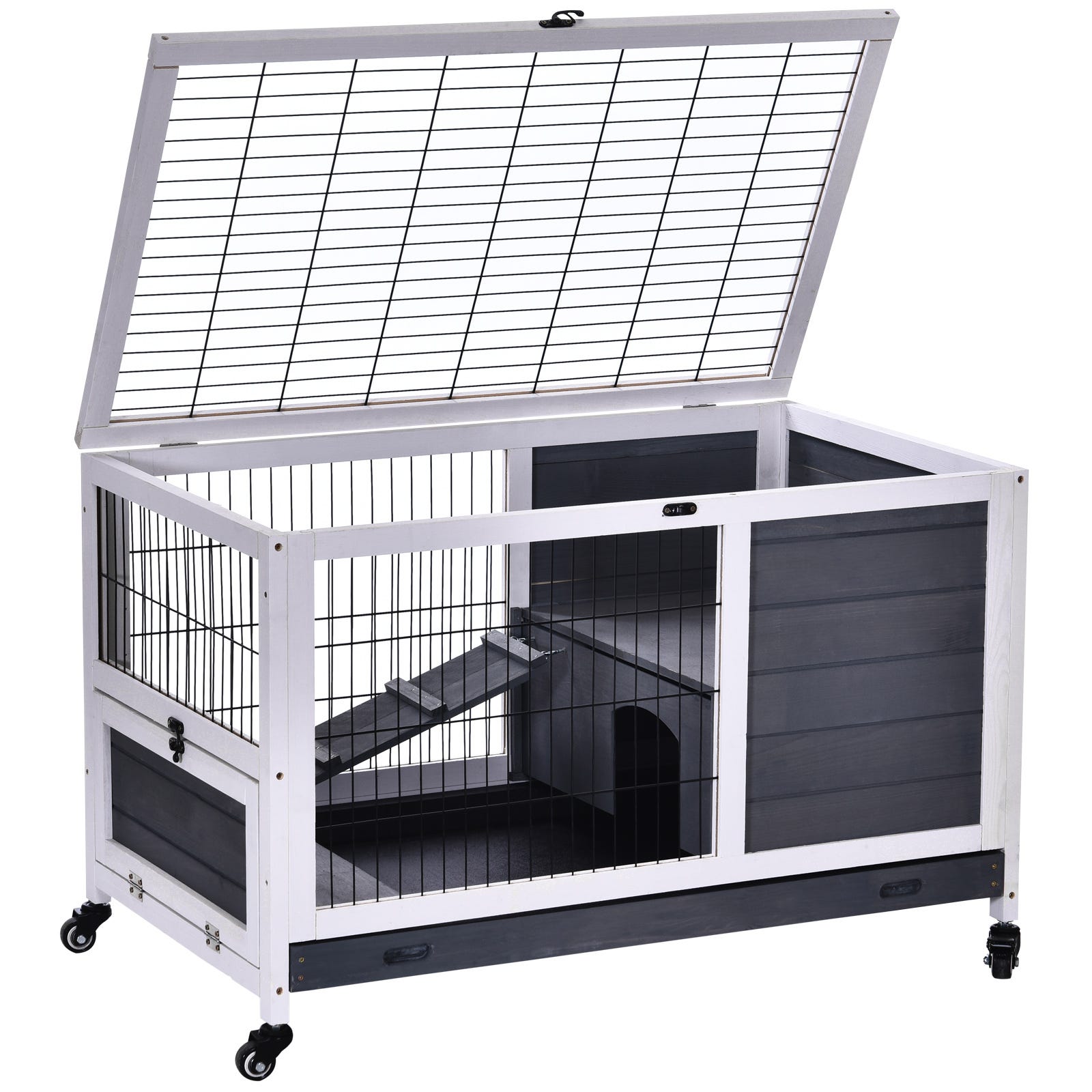 Liste Animaux Rongeurs Clapier à lapins, petit clapier pour animaux 90 x 53 x 59 cm avec toit ...