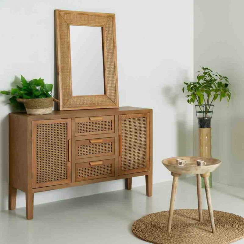 Miroir mural en bois et grille marron 60x04x90h - 7