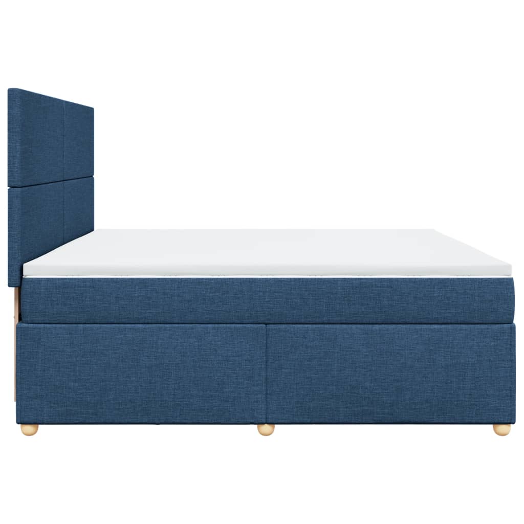 Maison Exclusive - Sommier à lattes de lit avec matelas Bleu 200x200 cm Tissu - 5
