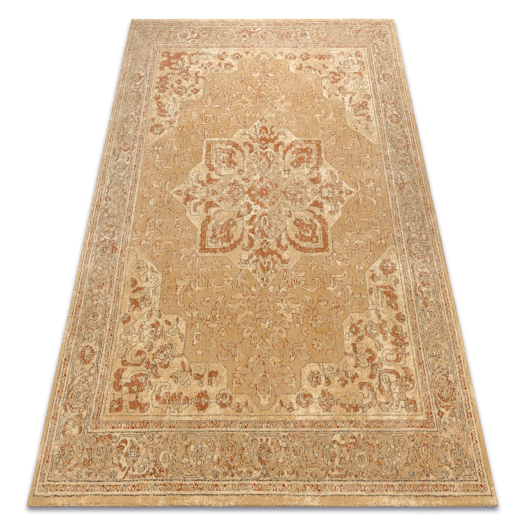 Dywan LEGEND 468 03 GB700 wełniany OSTA - Rozeta, ramka eskluzywny beż / czerwony 200x300 cm