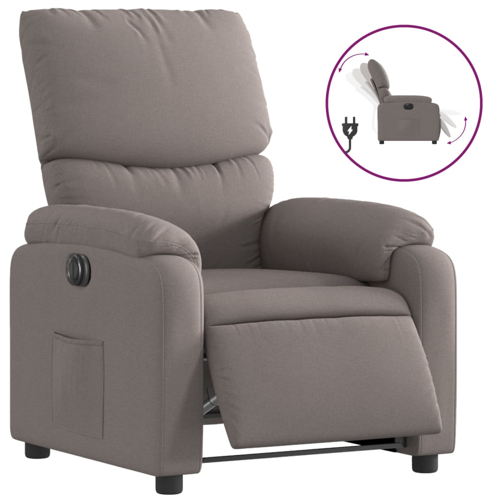 Sillón reclinable eléctrico   sillón de relax   silla de relax tela gris taupé cfw404896