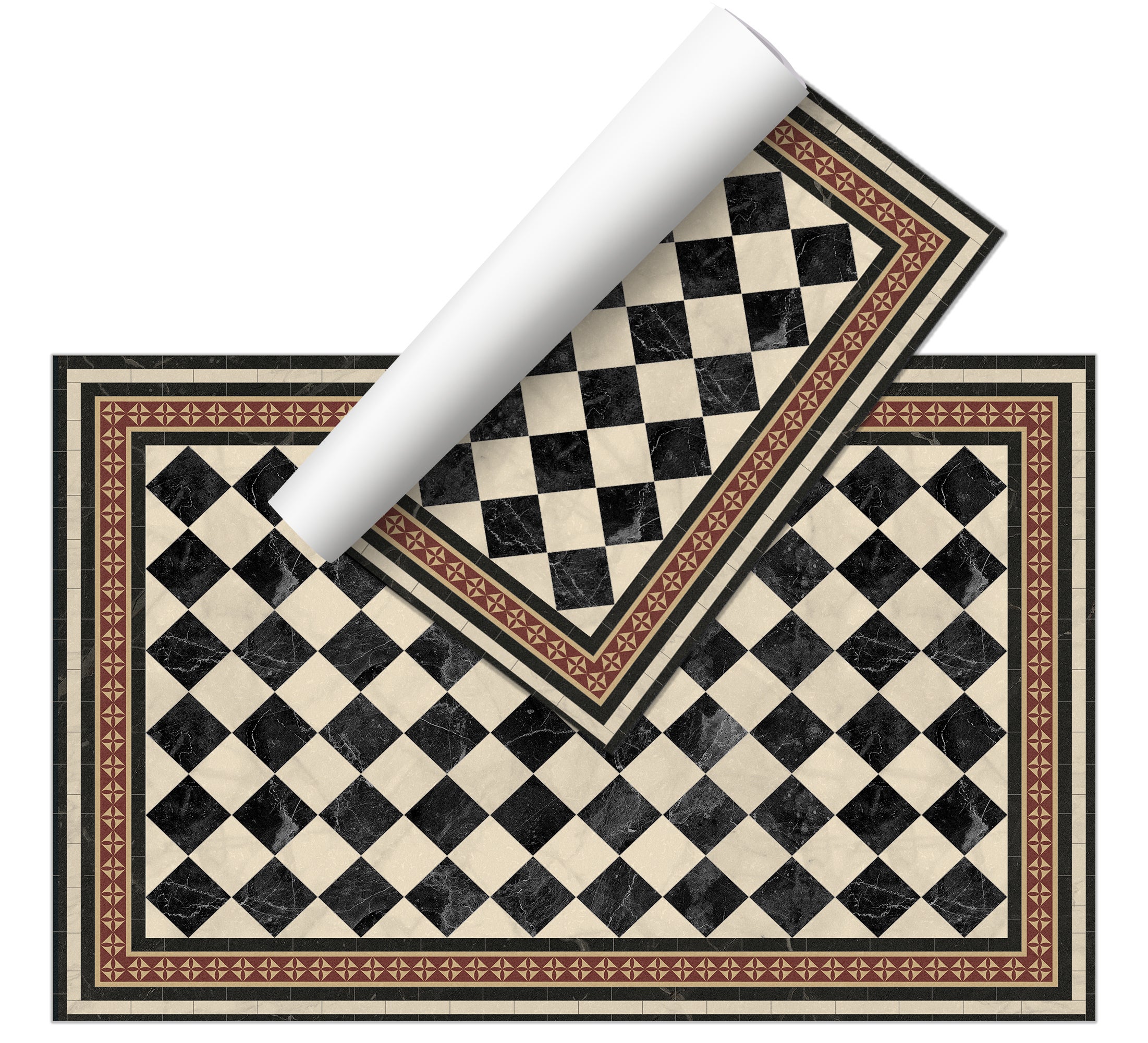 Tapis antidérapant en vinyle Scacchi 200x300 cm - PVC imprimé, lavable, ignifuge, pour le salon ou la cuisine, style hydraulique - 5