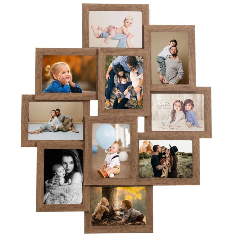 Collage de cadres photo de photo 10x(13x18 cm) Marron clair MDF - 2