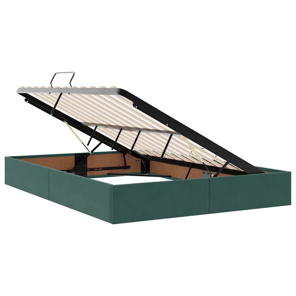 Lit avec rangement, vert foncé, 140 x 200 cm, en velours - 6