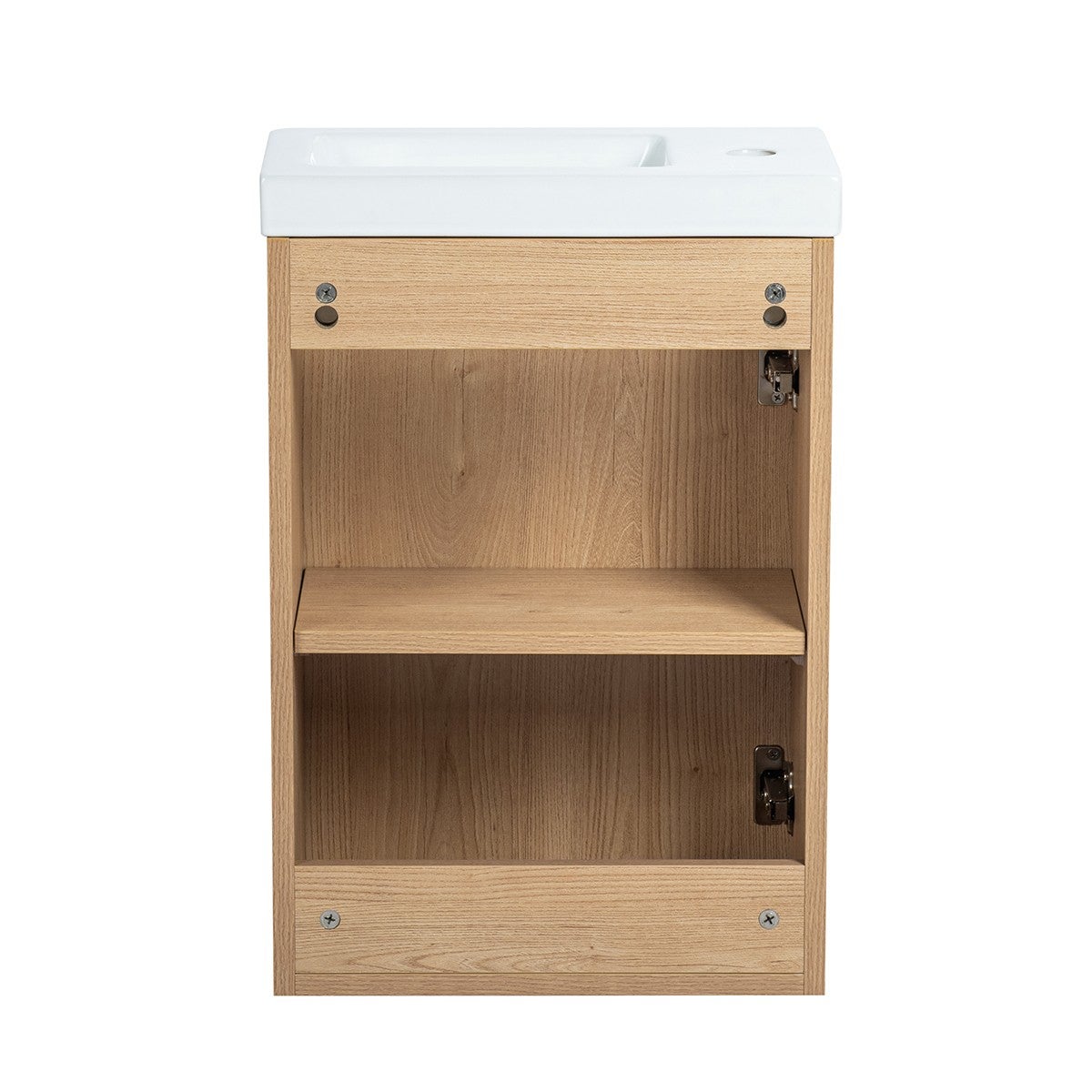 Pack Meuble Lave-main prémonté bois-Vasque blanche-Robinet chromé - 5