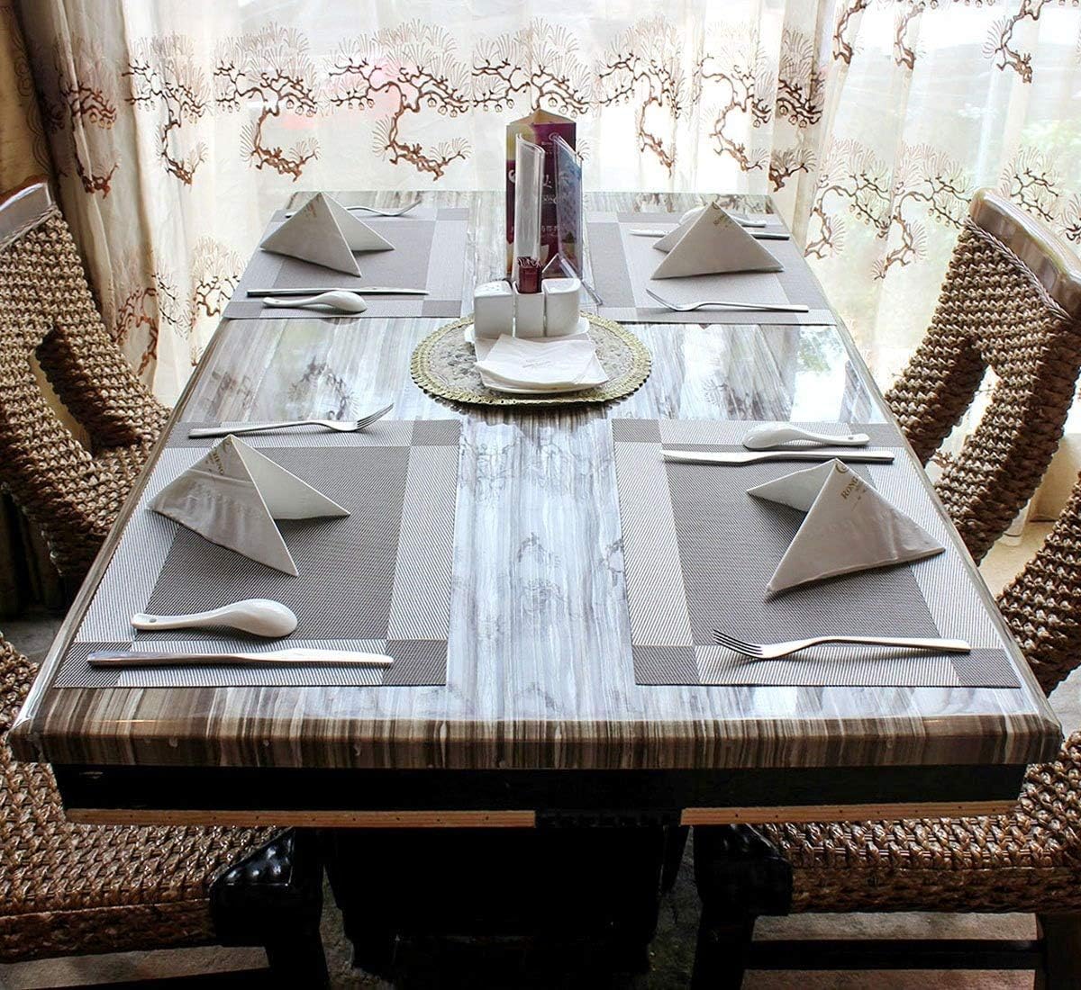 LEMROE Lot de 6 Sets de Table lavables PVC Antidérapant , 30 x 45 cm - Gris - 4