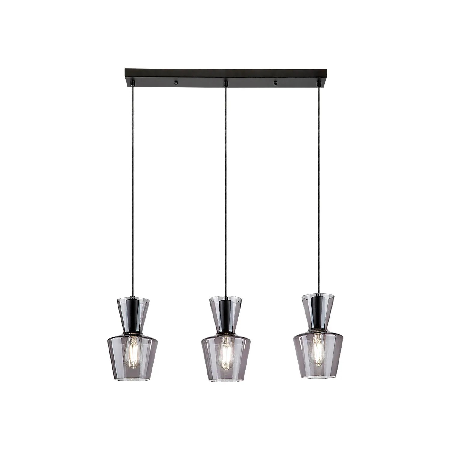 Lampa wisząca Abra czarny matowa-szkło dymne 3xE27x60W metal wym:170x60x15cm IP20 Rabalux