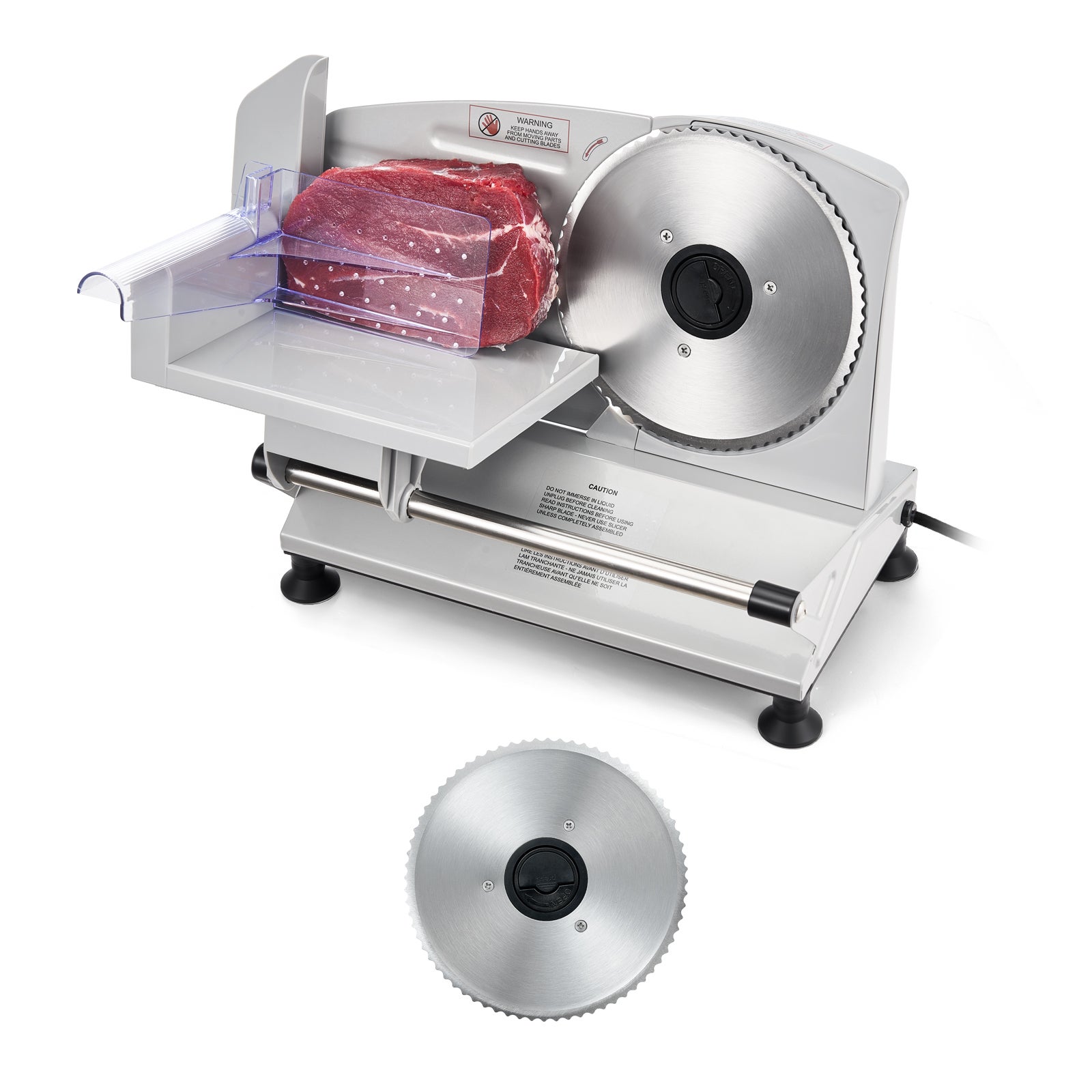 Krajalnica do mięsa VEVOR 150 W 170 mm ostrze regulacja 0 do 15 mm do wędlin sera chleba