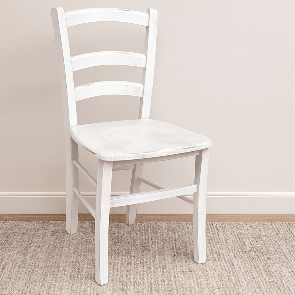 Sedia in legno Venezia colore bianco anticato shabby chic con