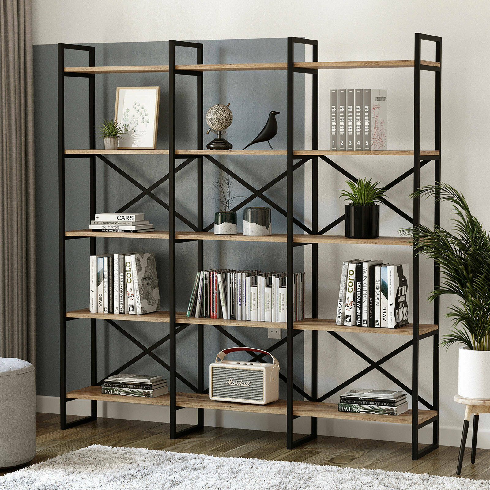 Étagère De Bureau Organisateur 3 Niveaux Noir 61x35x17 Cm - Rangement Livres, Fournitures Et Décoration