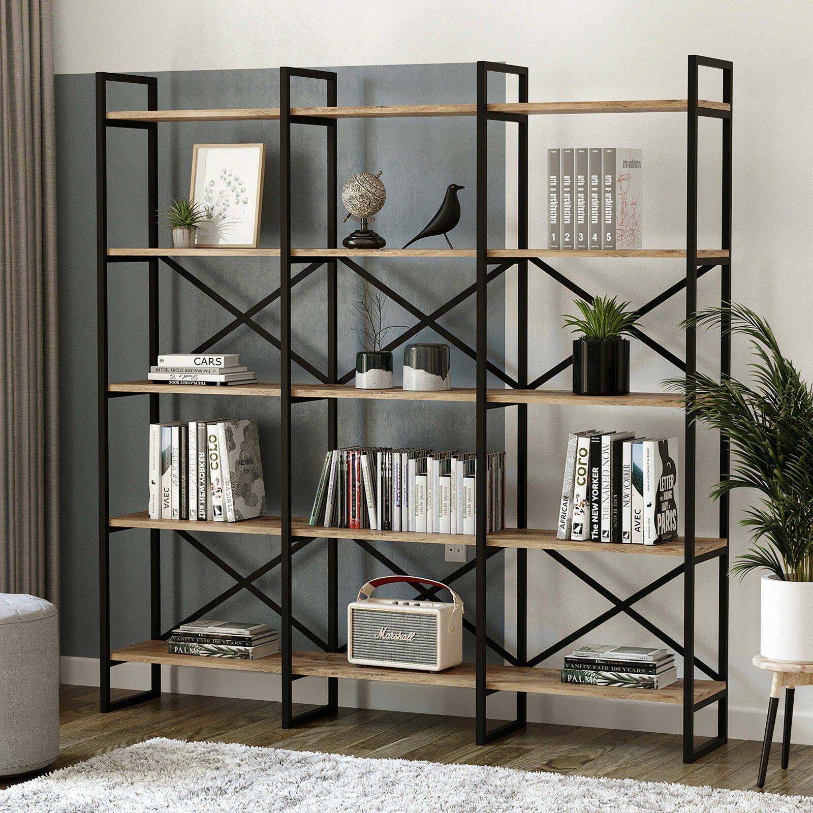 Étagère De Bureau Organisateur 3 Niveaux Noir 61x35x17 Cm - Rangement Livres, Fournitures Et Décoration