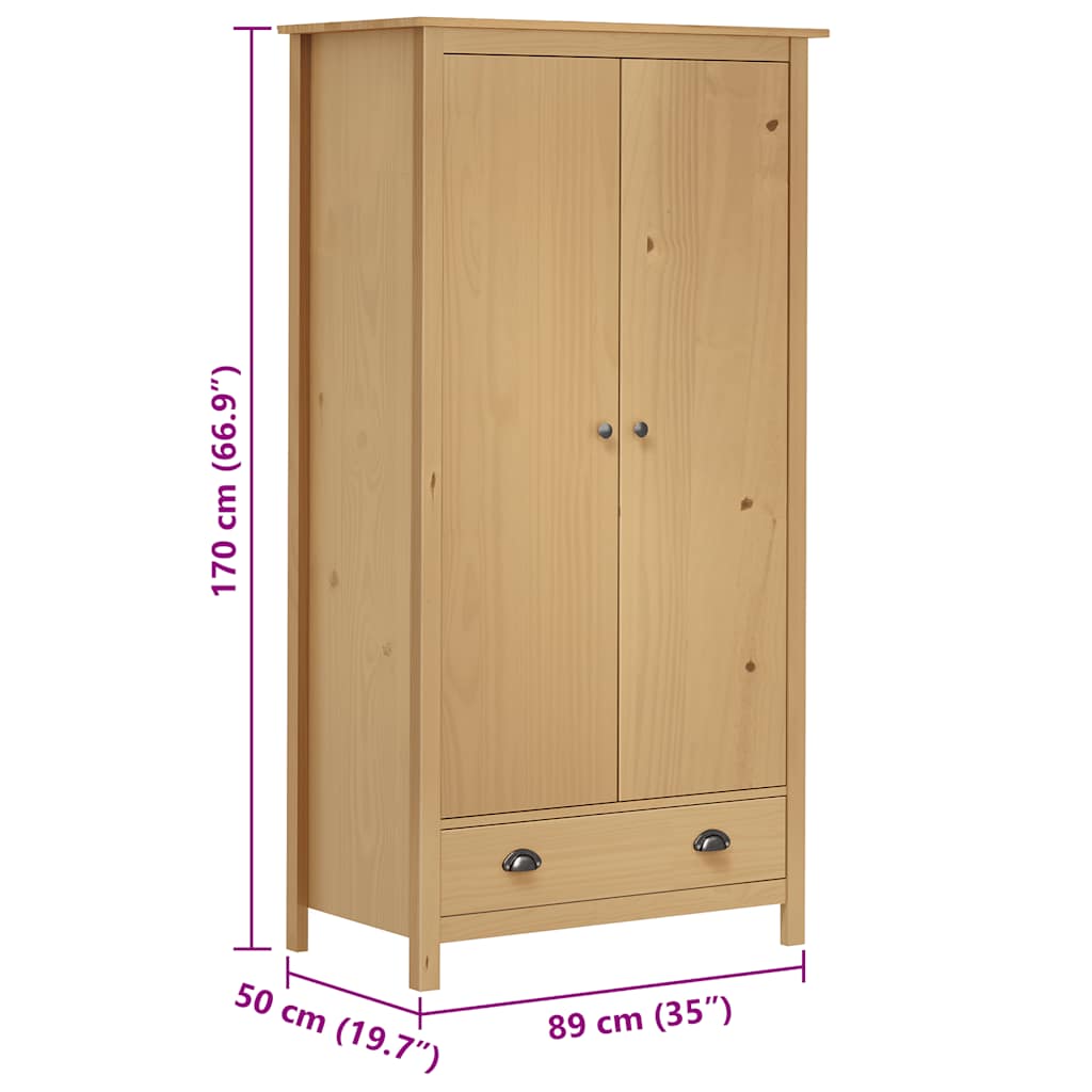 Roupeiro Hill 2 portas em pinho maciço 89x50x170cm - COMFORTXL - 7