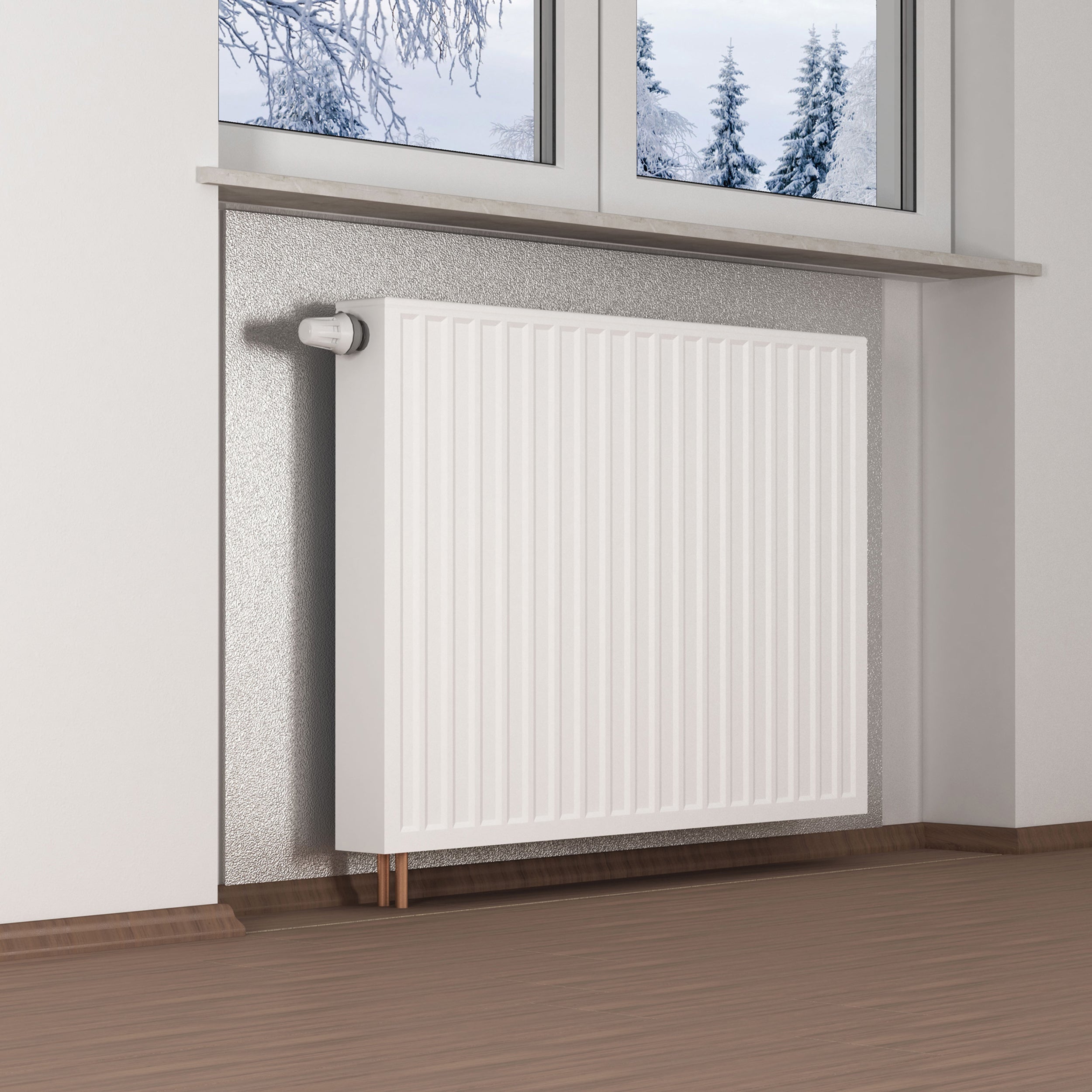 CLIMAPOR Panneau isolant polystyrène pour radiateur - contrecollé avec 1 feuille alu - 0,5 m x 0,5 m x 4 mm - 2 sachets (~ 4 m2) - 2