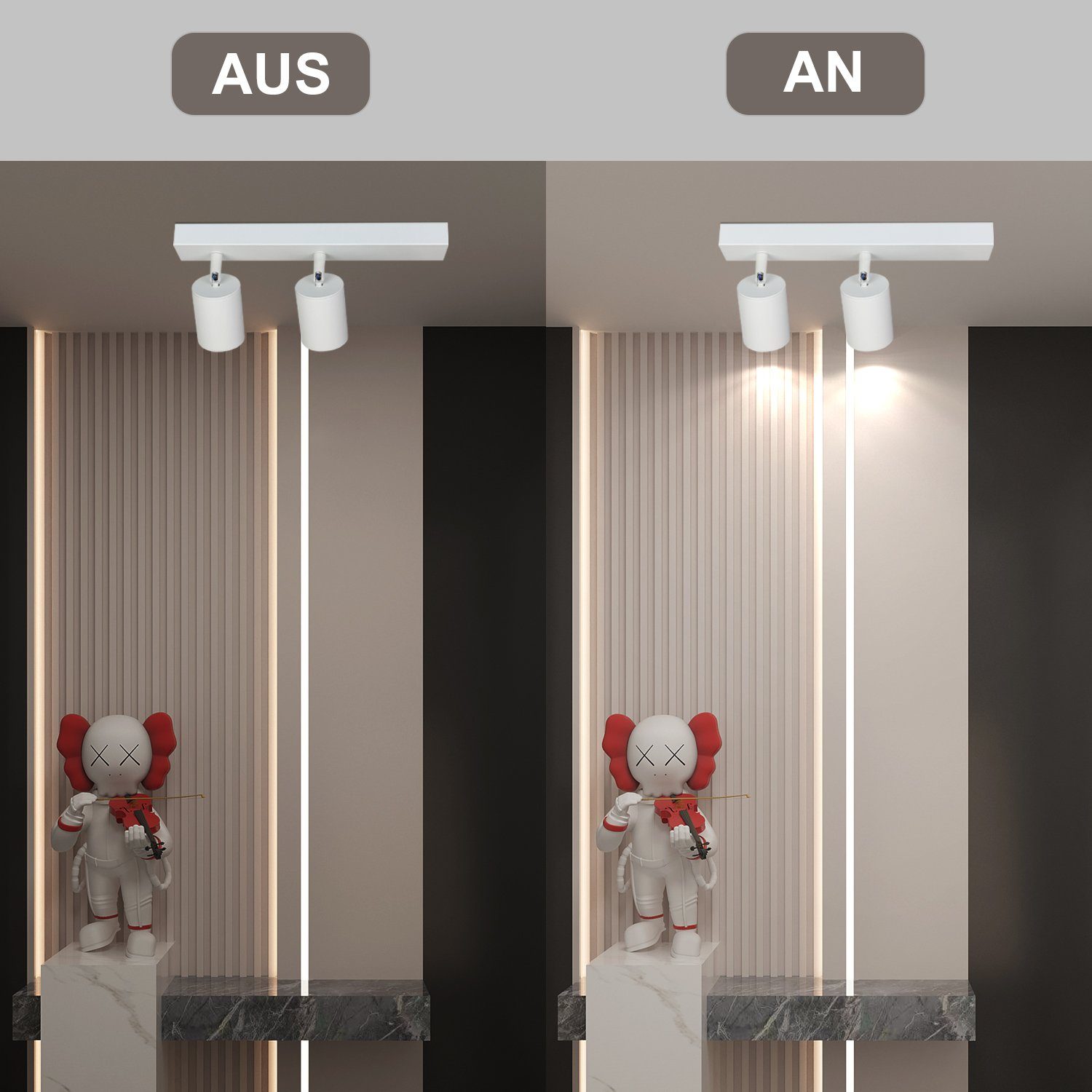 NETTLIFE Focos LED Blancos GU10 2 Bombillas Ajustables 350° MAX.25W Lámpara de Moderna Foco de Pared Industrial para Sala de Estar Dormitorio - 4