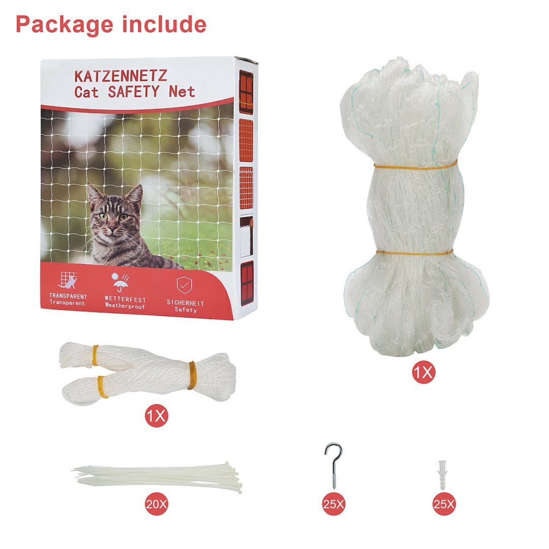 Rede antiqueda para gatos 8x3 m transparente, proteção de varanda resistente ao tempo, montagem rápida - 3