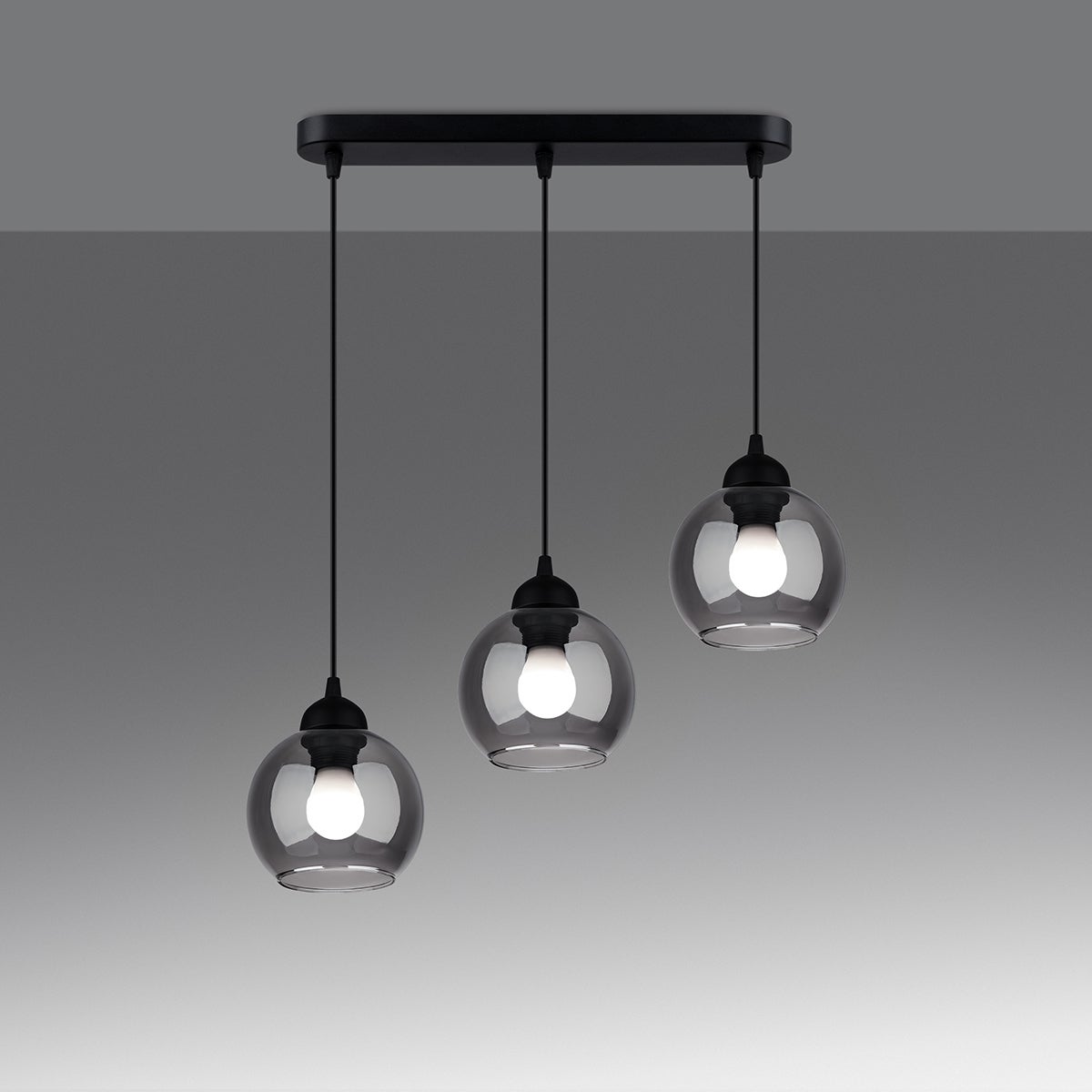 Lampa wisząca ZELARO 3 czarna LED 3000K - 45x15x117cm Sollux
