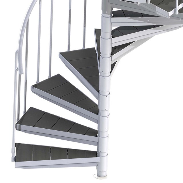 Escada exterior / Escada em espiral Ø 180 cm | Alturas : 774 - 791 cm | Revestimento dos degraus em WPC