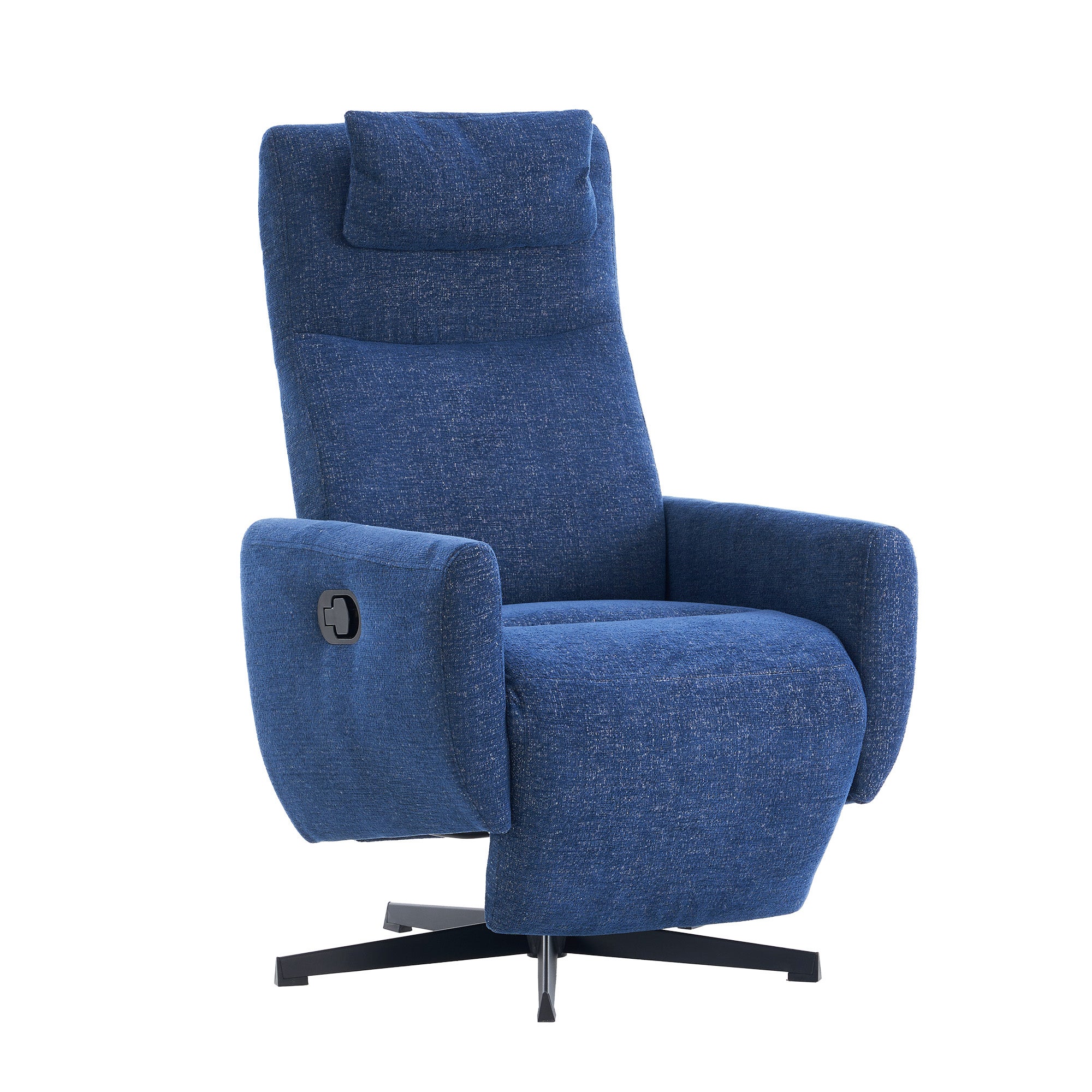 Fauteuil relax bleu avec repose-pieds, inclinable, pivotant 360°, fauteuil TV et lounge pour salon moderne - 2