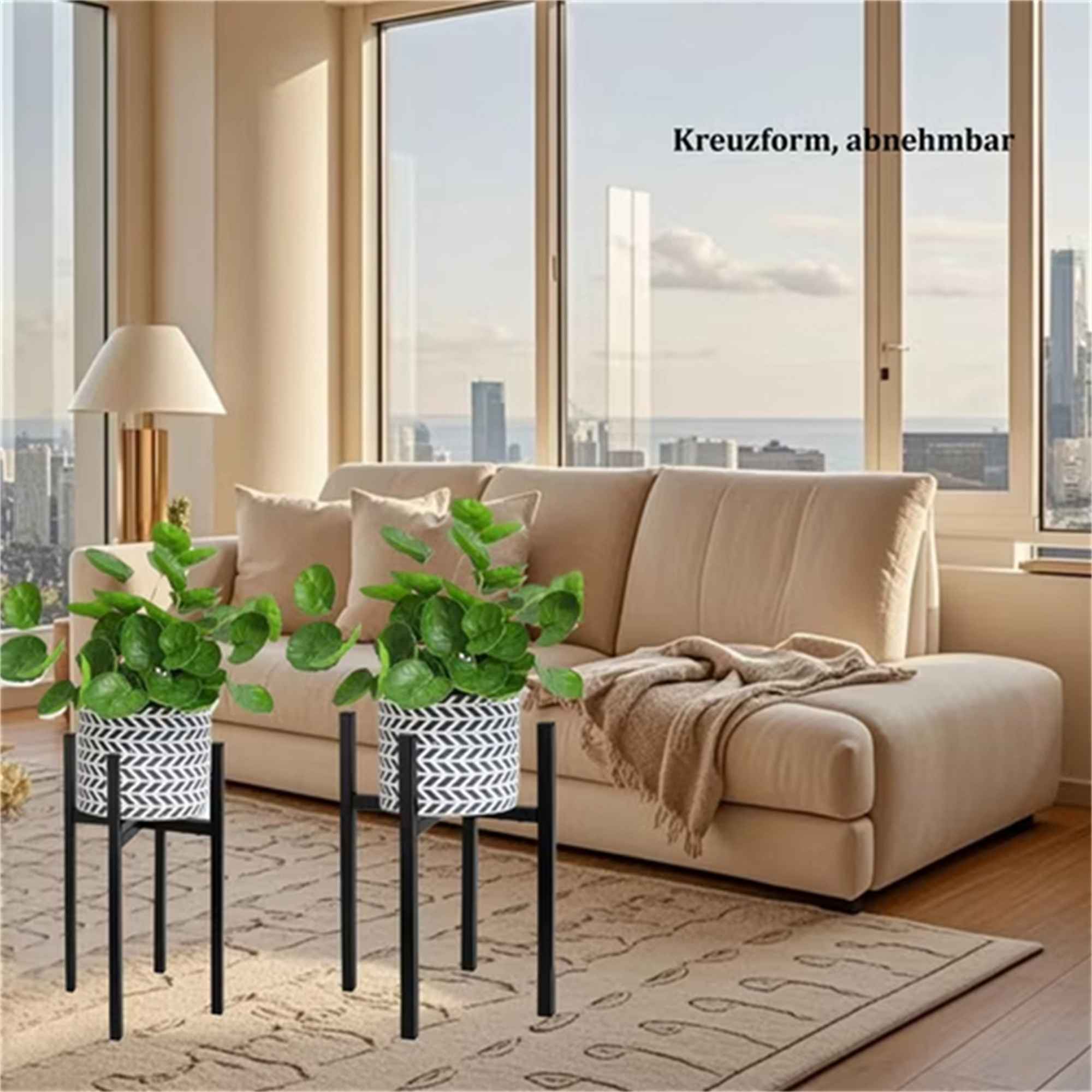 Porte-Plantes Extensible en Fer Forgé Noir avec Support Métallique Résistant - Largeur Ajustable 24-38cm, Hauteur 38cm - 7