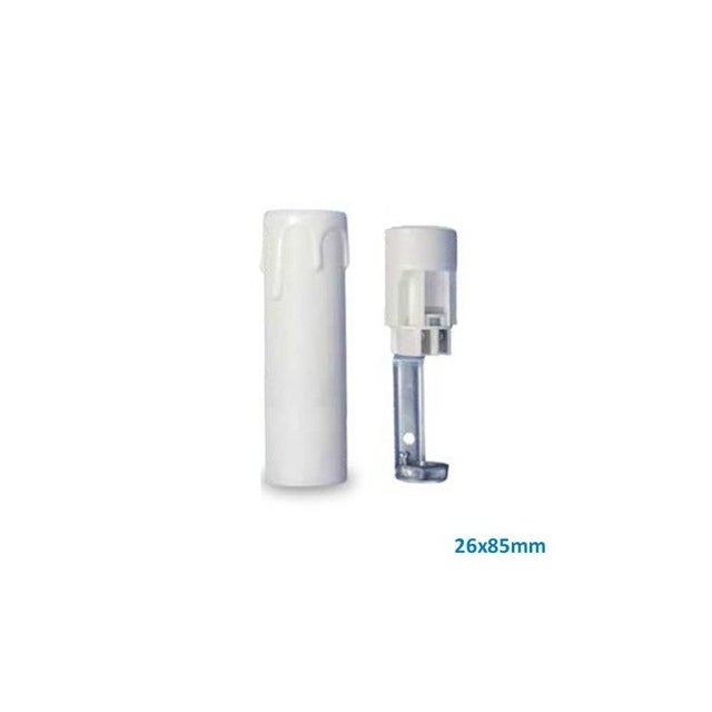 Douille + cache bougie E14 26x85mm blanc GSC 2203326
