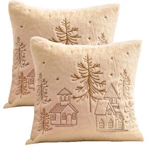 4x Copricuscini decorativi natalizi 45x45 cm, rosso morbido