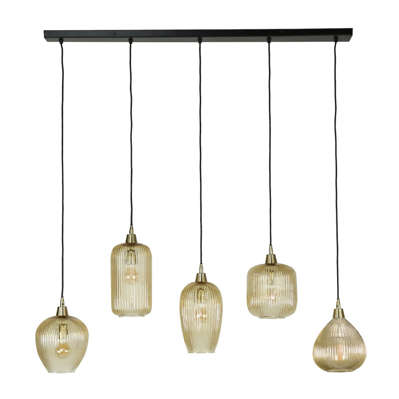 Lustre Plafonnier Westinghouse Noir Mat Et Verre Ambre – 1 Ampoule E27 – Art Déco