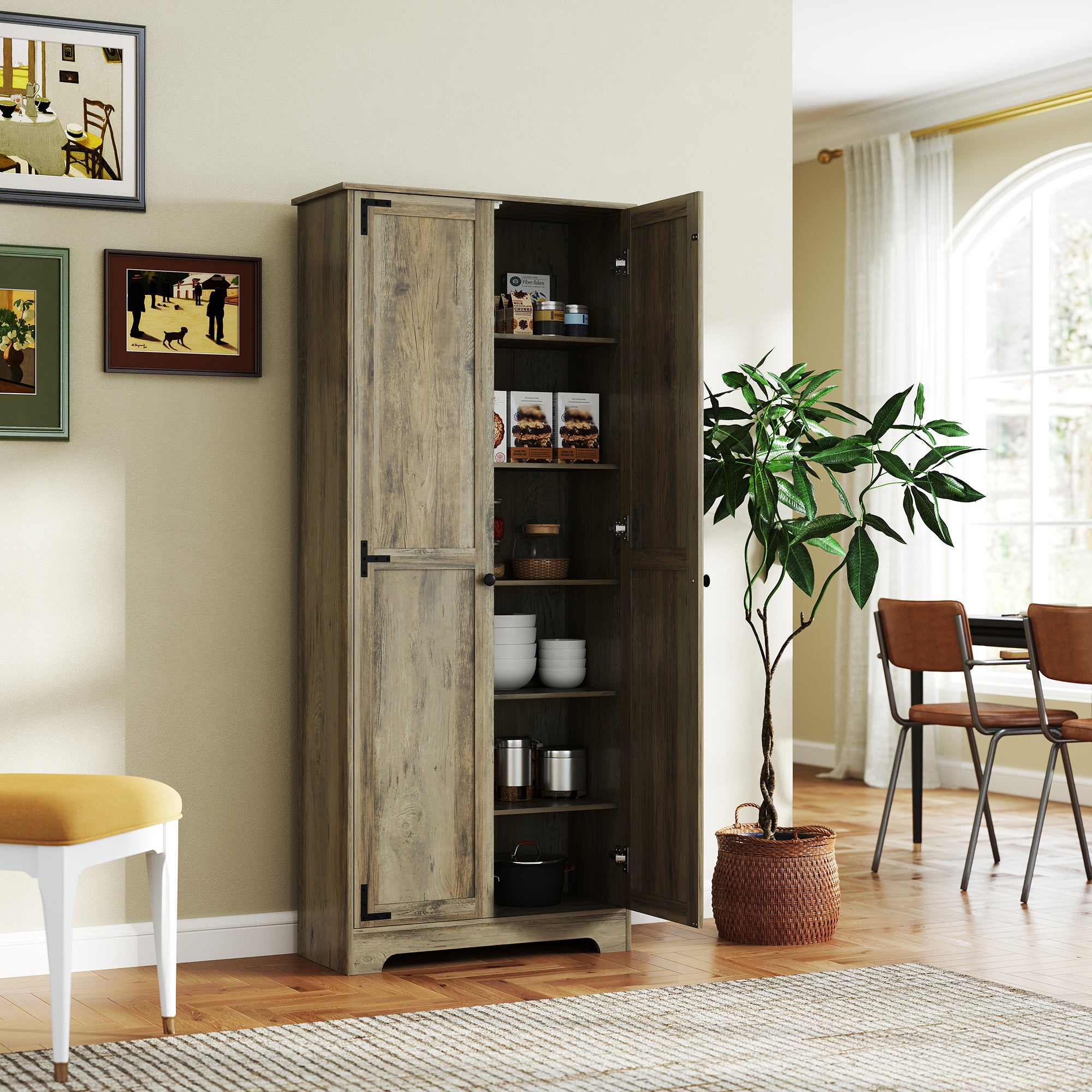 Alacena de Cocina HOMCOM Melamina de Madera, MDF Gris 78x31.5x182 cm - 2