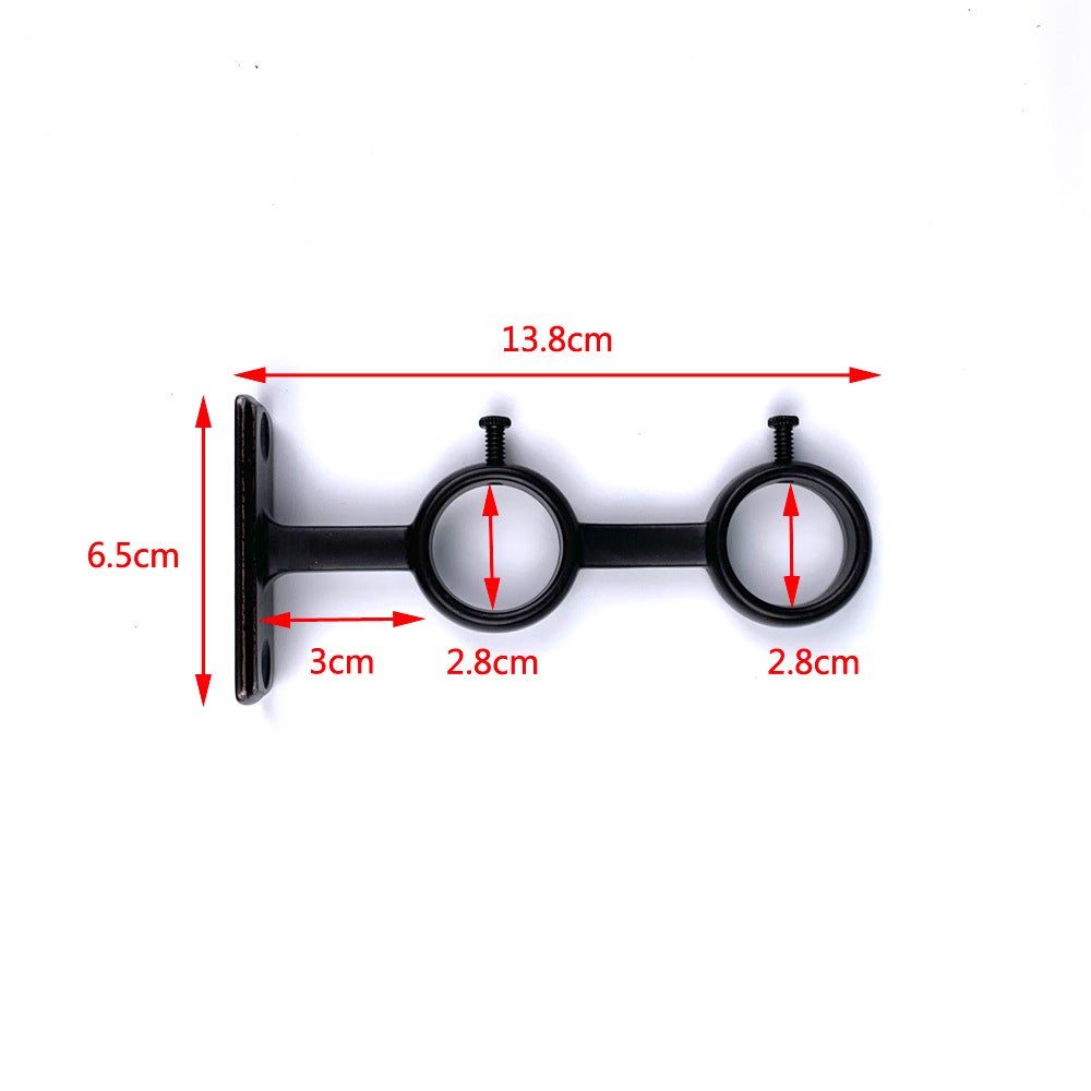 Lot de 2 supports de tringle à rideaux double crochets pour tringle à rideaux de salon, chambre à coucher, tringle à rideaux (Noir) (3pcs) - 3