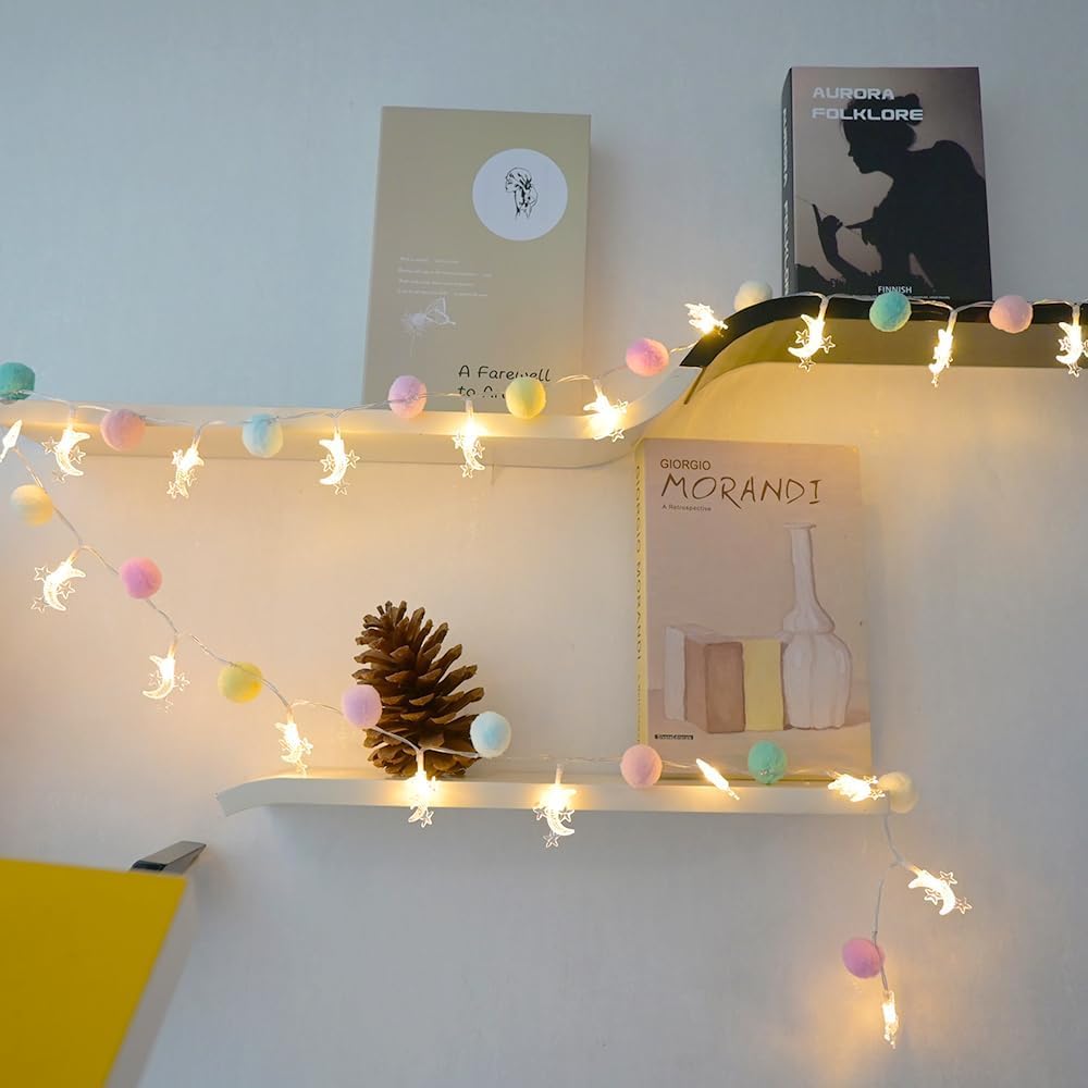 Guirlande lumineuse en forme de lune et d'étoile, 6 m, 40 pièces, alimentée par USB, décoration pour Noël, mariage, anniversaire, Saint-Valentin - 5