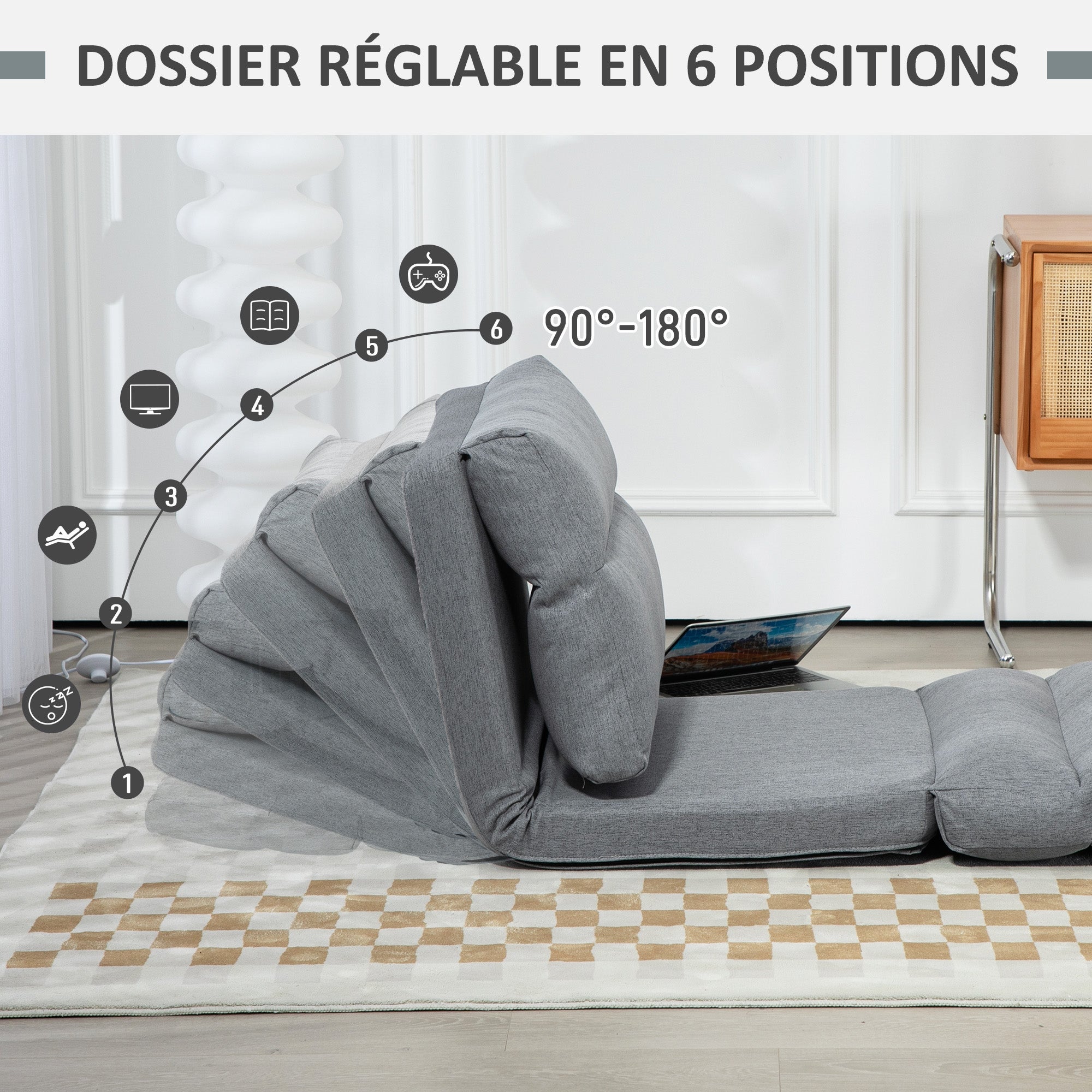 Fauteuil relax tissu 1 place HOMCOM - 5