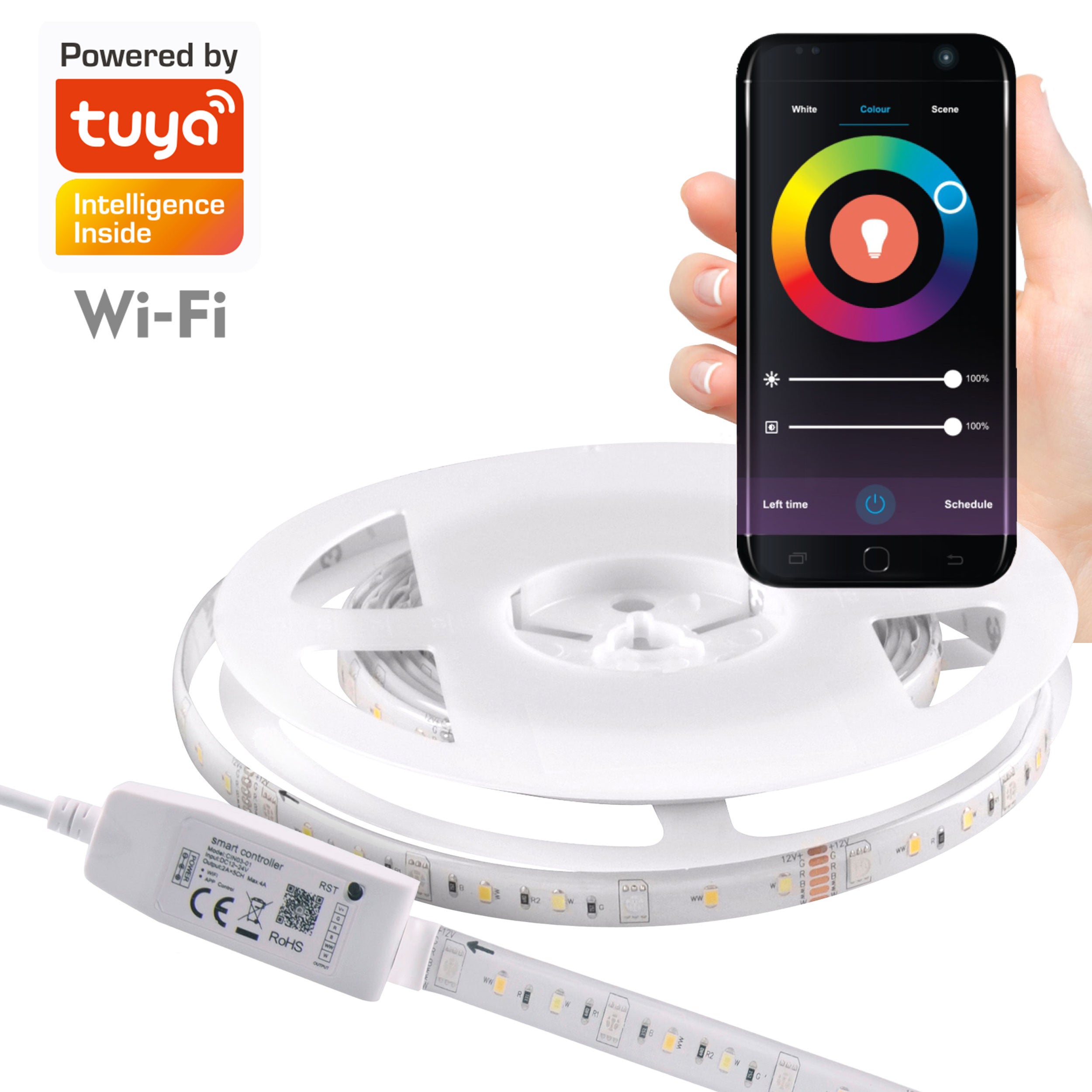Taśma LED WiFi 2m 3000K + 6000K + RGB IP65 Tuya Polux