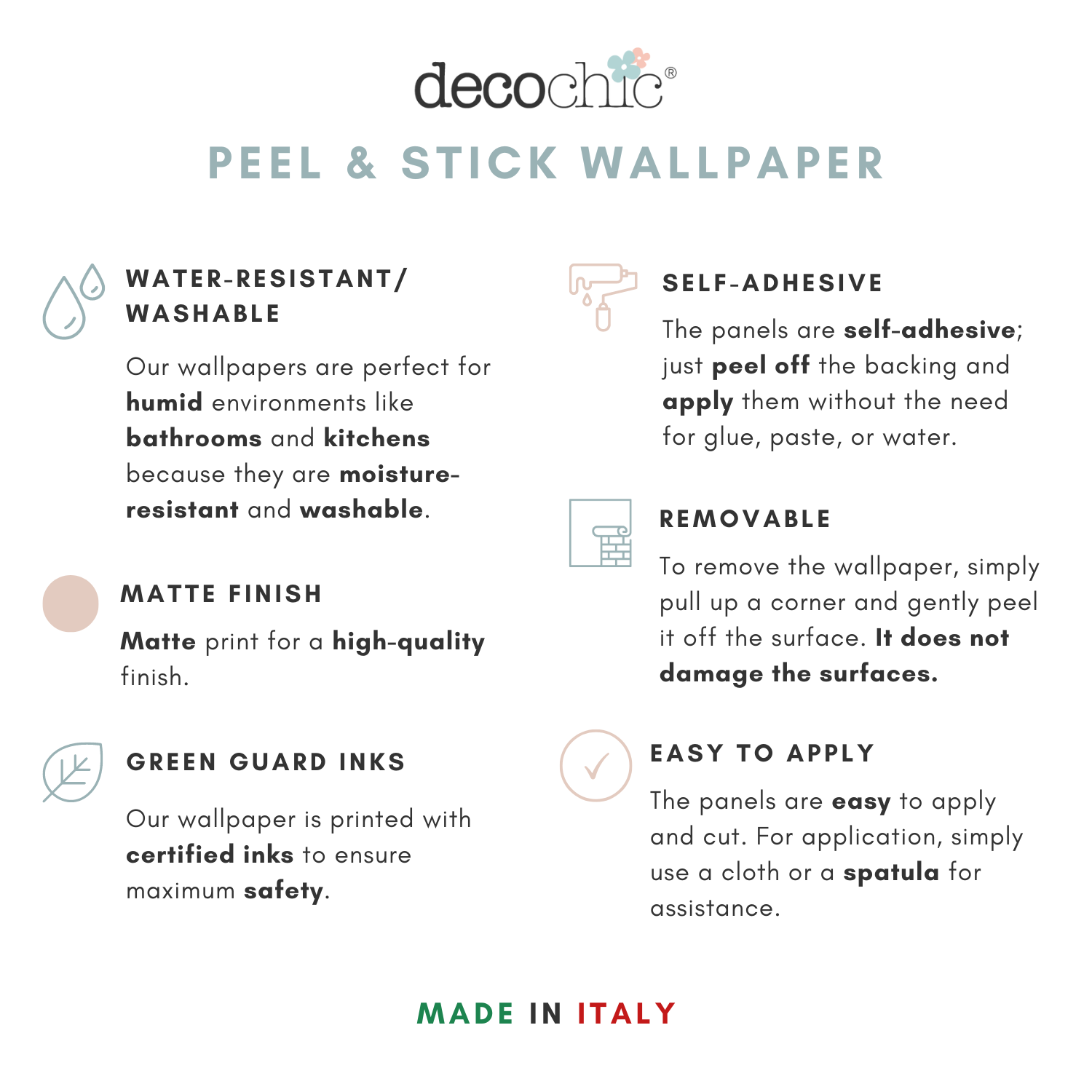 Papier peint adhésif feuillage aquarelle gris en vinyle lavable et amovible - 1 rouleau 50x300 cm - Decochic - 5