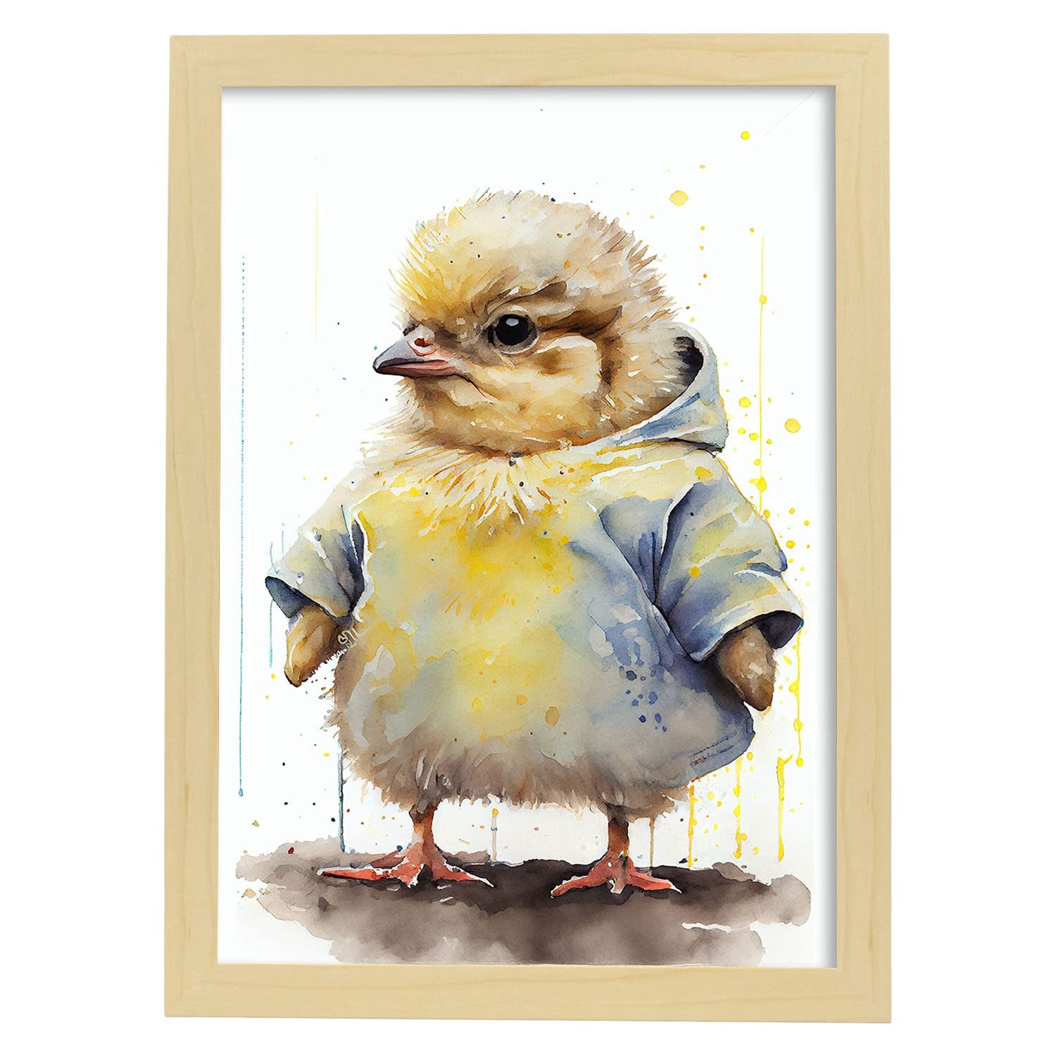 Nacnic poster de pollito en estilo acuarela ilustraciones infantiles a todo color de animalitos bebé sobre fondo blanco a3 marcos madera